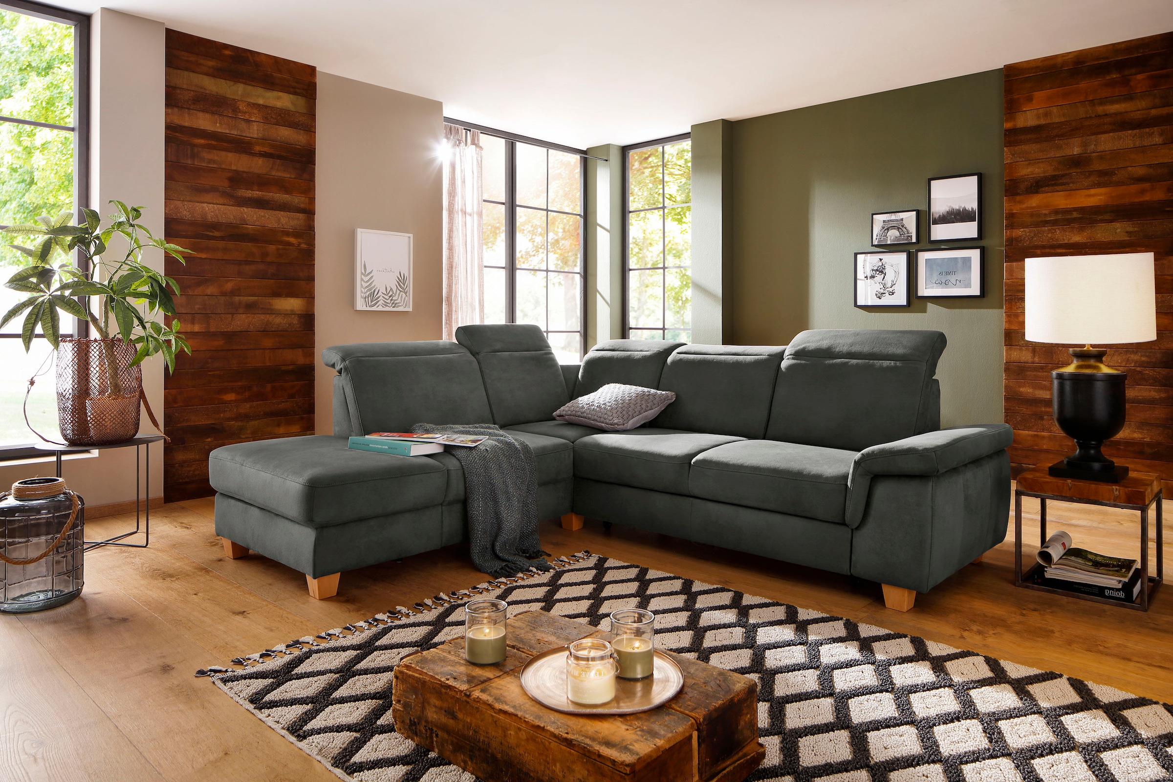 Home affaire Ecksofa »Dalia L-Form« mit Federkernpolsterung, wahlweise mit Bettfunktion, Bettkasten