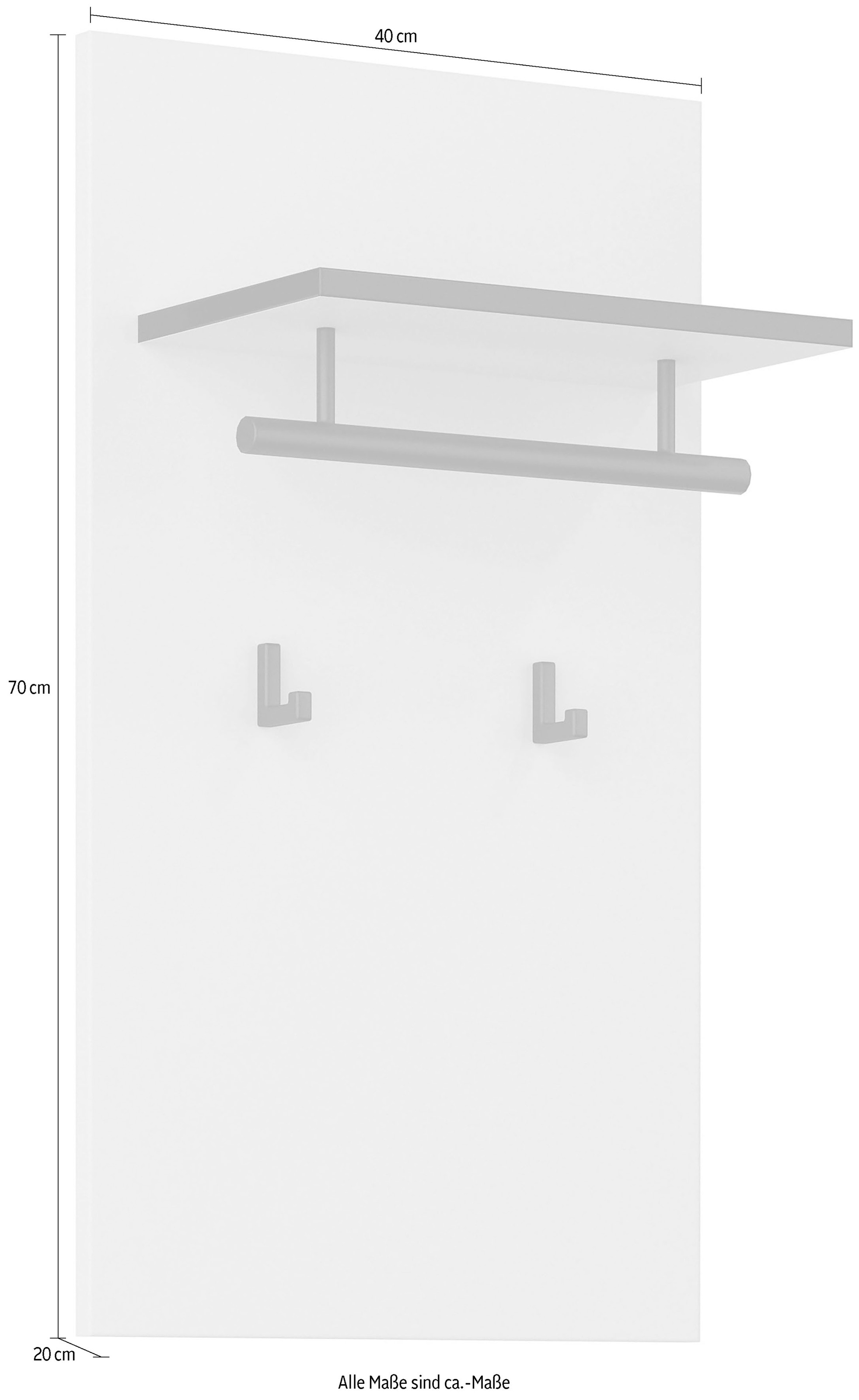 INOSIGN Garderobenpaneel »Cross,Breite 40 cm modernes Wandregal mit Haken und Kleiderstange«, Wandgarderobe, Aufhänger, Höhe 70 cm
