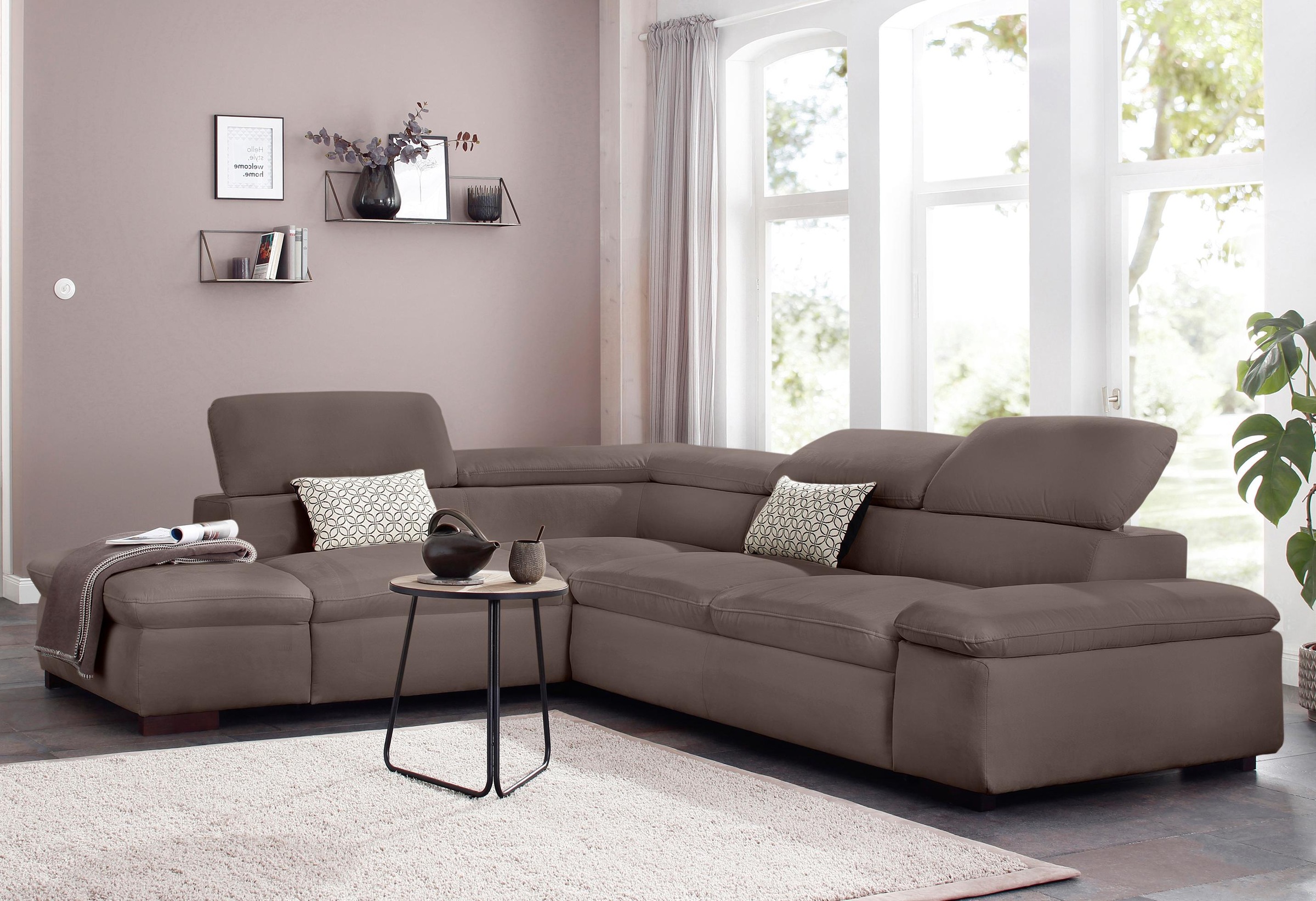 Home affaire Ecksofa »Alberto L-Form«, mit Kopfteilverstellung, wahlweise mit Bettfunktion