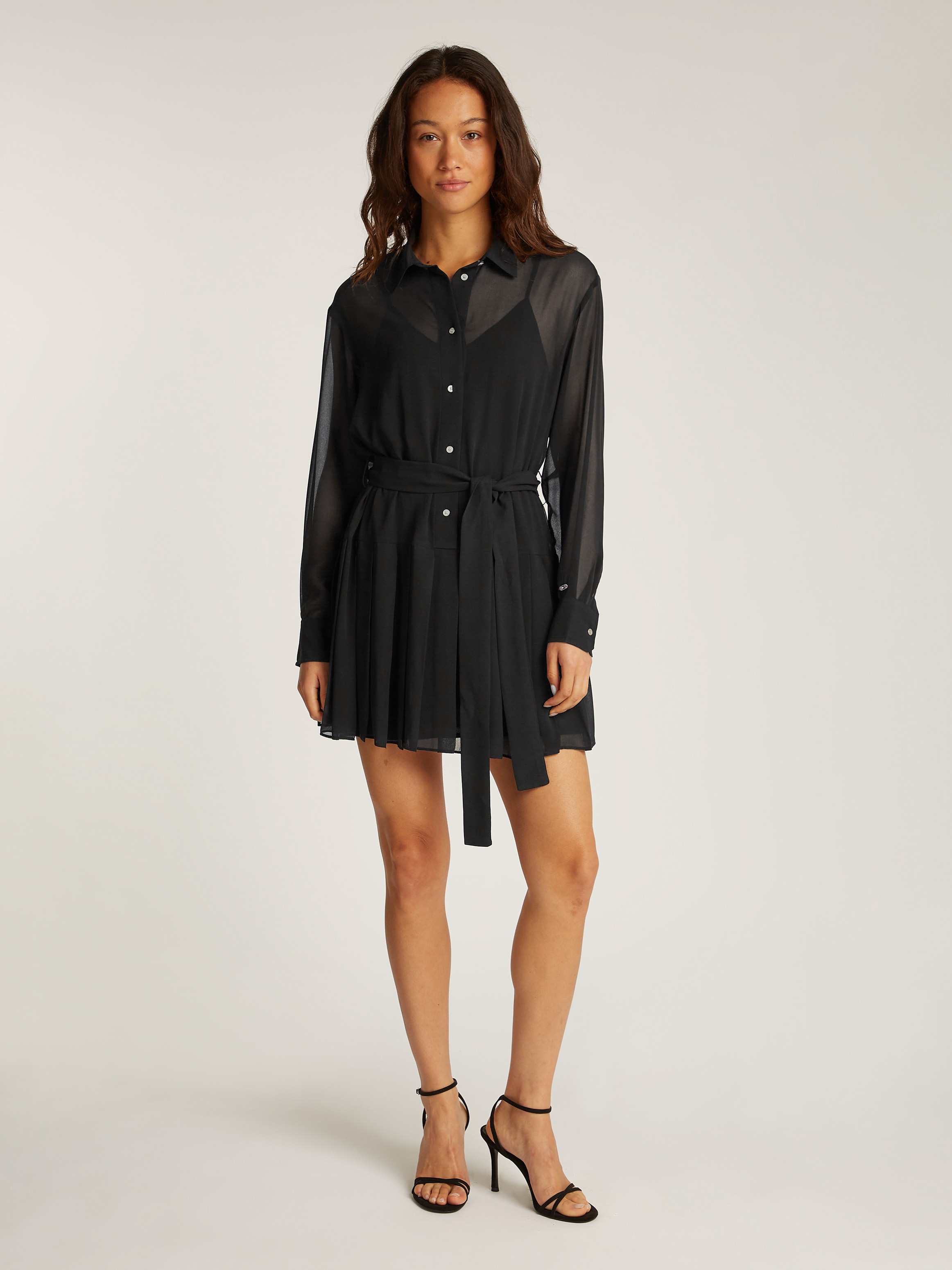 TOMMY JEANS Hemdblusenkleid »TJW STAR MINI SHIRT DRESS EXT«, im transparenten Look