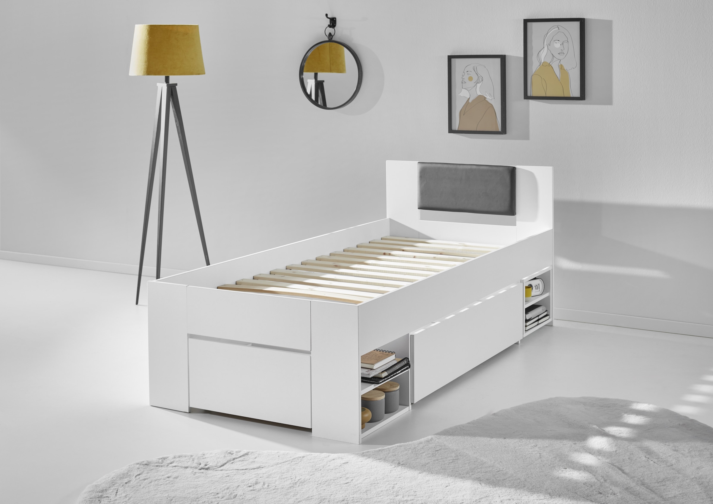 Relita Stauraumbett »Stefan mit großen Schubladen u. Nako auf Rollen, inkl. Latten« mit komfortabler Liegehöhe, in 2 Breiten und 2 Farben erhältlich