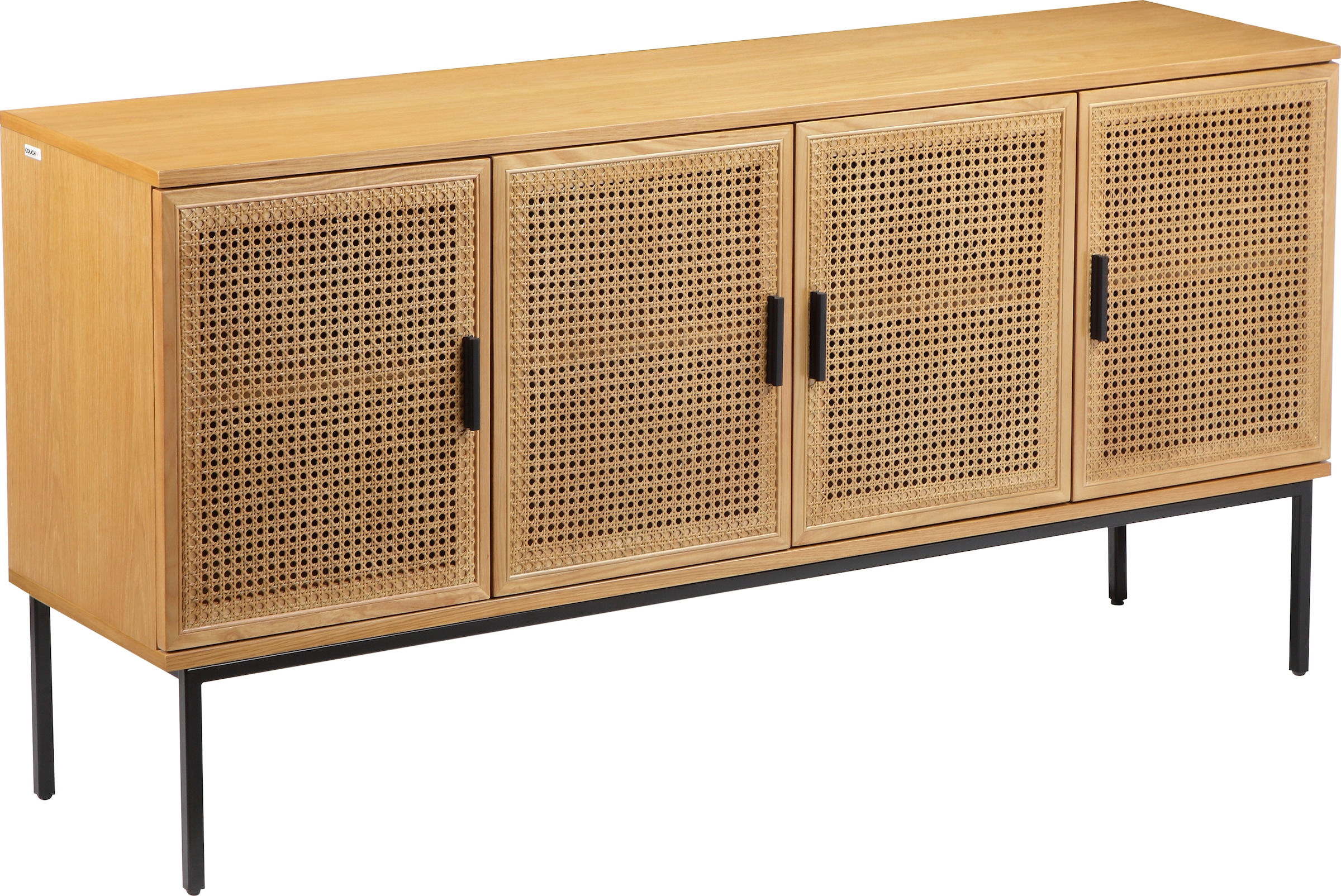 COUCH♥ Sideboard »Feines Geflecht«, Mit Rattan-Geflecht Einsatz, 4-türig