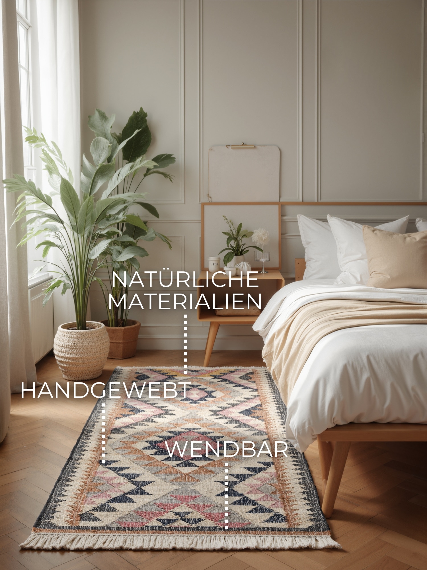 ELLE DECORATION Teppich »Kelim Parsa« rechteckig 3 mm Höhe Jute, Baumwolle, Natur, Handgewebt, Kelim, orientalisch, Boho