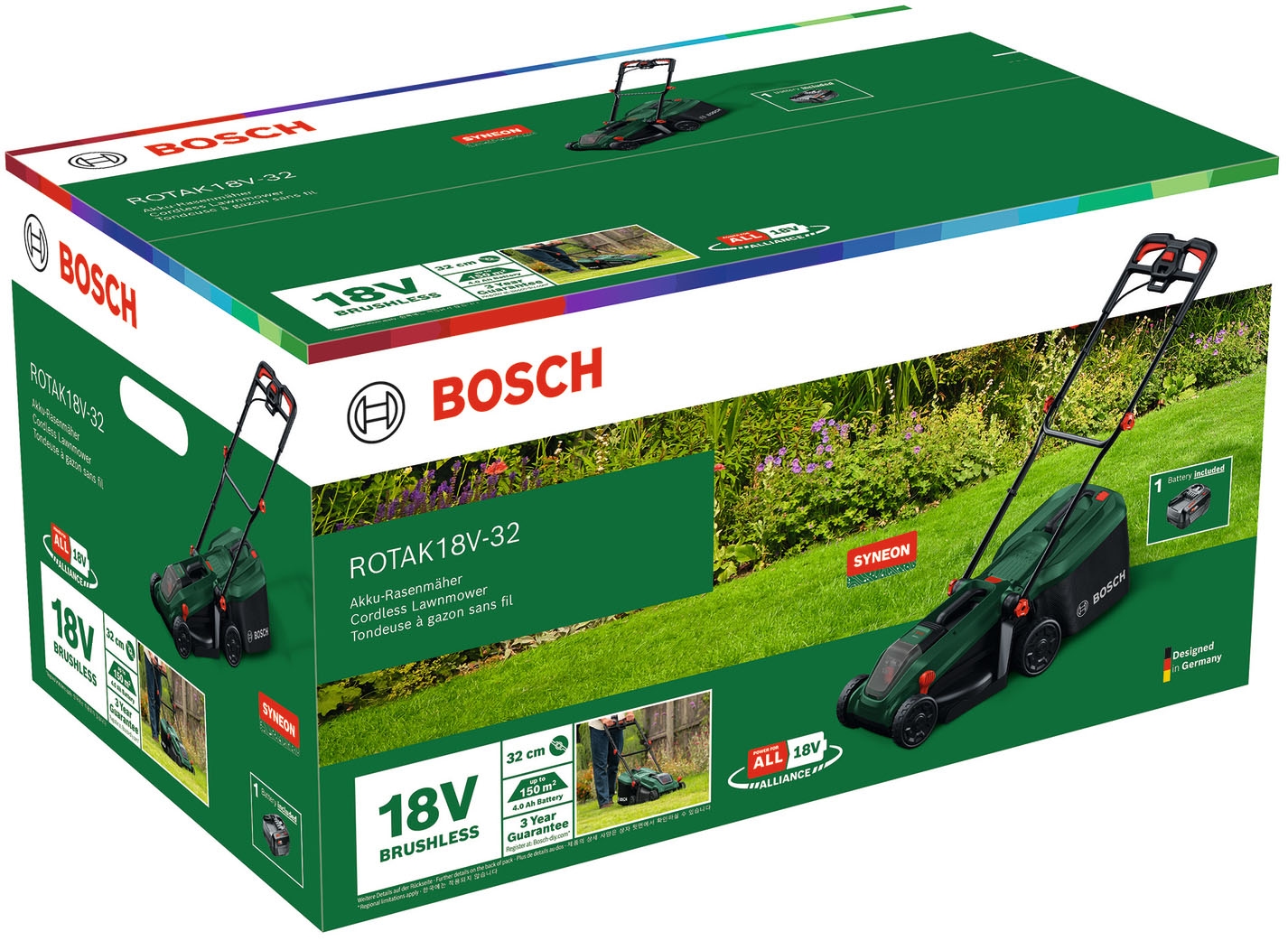 Bosch Home & Garden Akkurasenmäher »ROTAK18V-32« 3-in-1-Mäher für kleine bis mittelgroße Rasenflächen