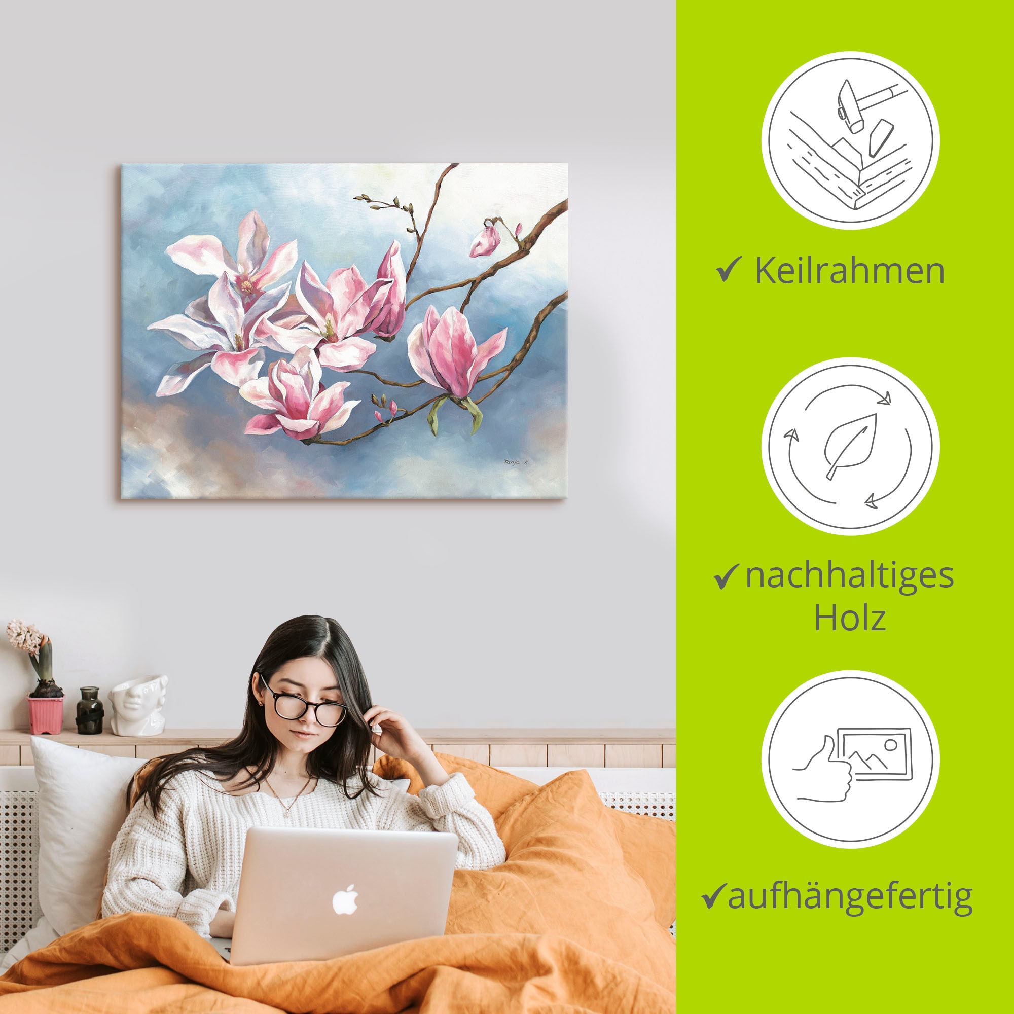 Artland Wandbild »Magnolienzweig«, Blumen, (1 St.), als Alubild, Outdoorbild, Leinwandbild in verschied. Größen