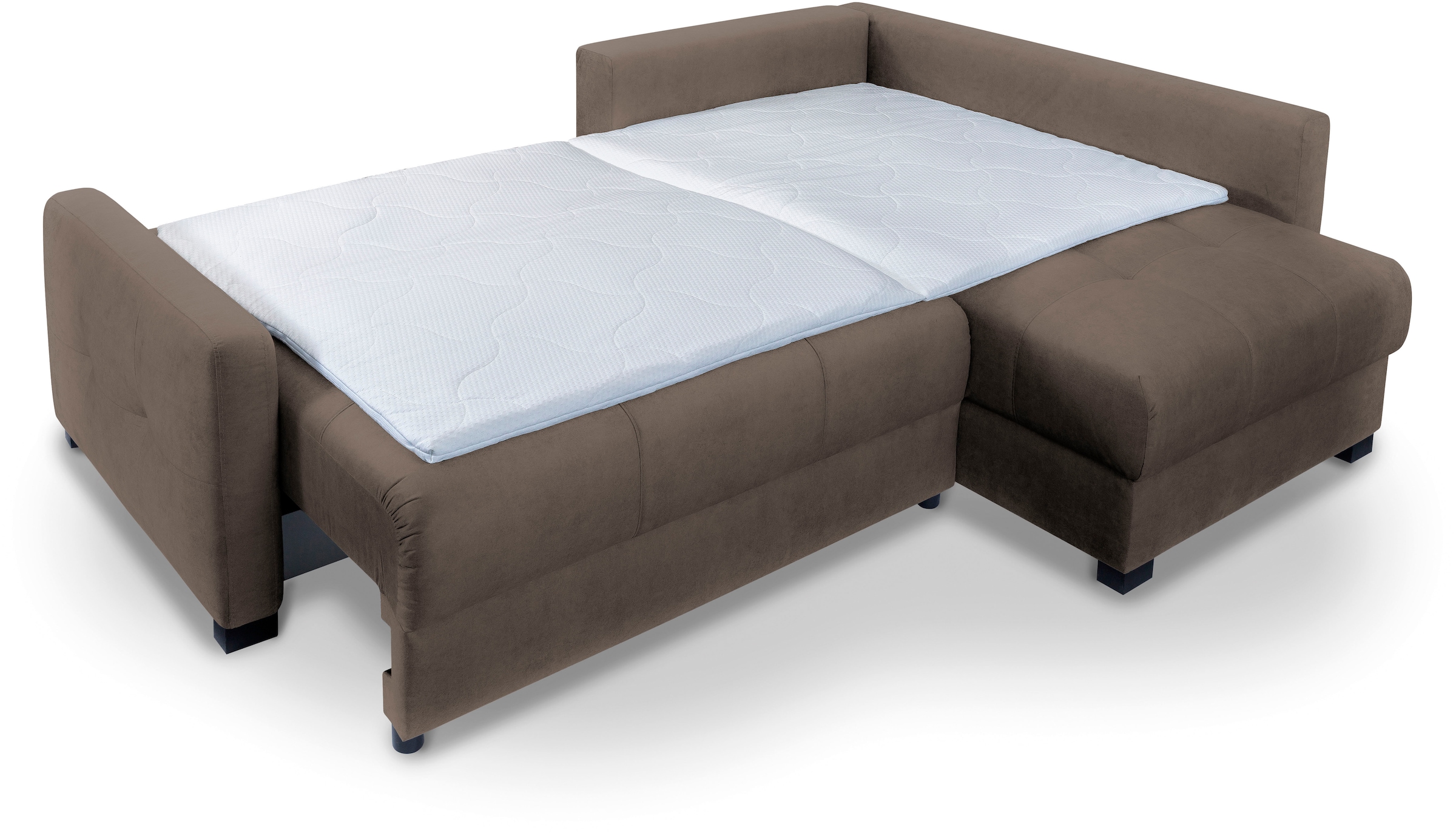 exxpo - sofa fashion Ecksofa »Chester, Boxspring Federkern-Polsterung für bequemeren Sitzkomfort«, L-Form, schmale Armlehnen, Bettfunktion u. Bettkasten