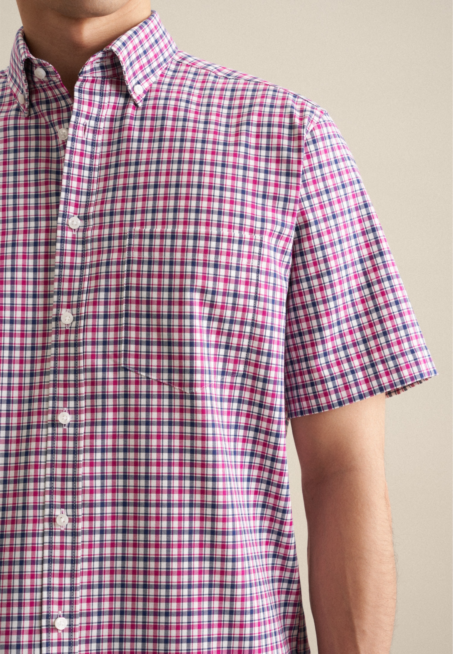seidensticker Businesshemd »Regular« Regular 1/2 Button-Down-Kragen Karo