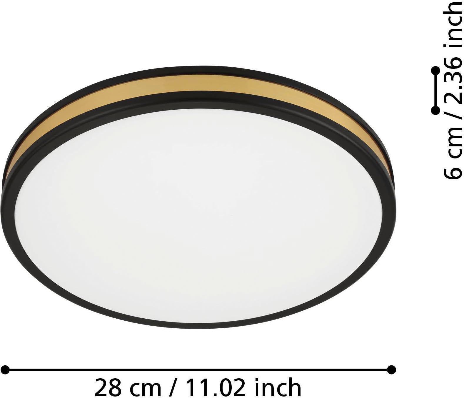 EGLO Deckenleuchte »Pescaito Deckenleuchte, Wohnzimmerlampe, Stahl und Kunststoff, Lampe« LED-Modul 1 Stk. Warmweiß Wandlampe, Deckenlampe, Schwarz, Weiß, Gold, Wohnzimmerlampe, Ø 28 cm