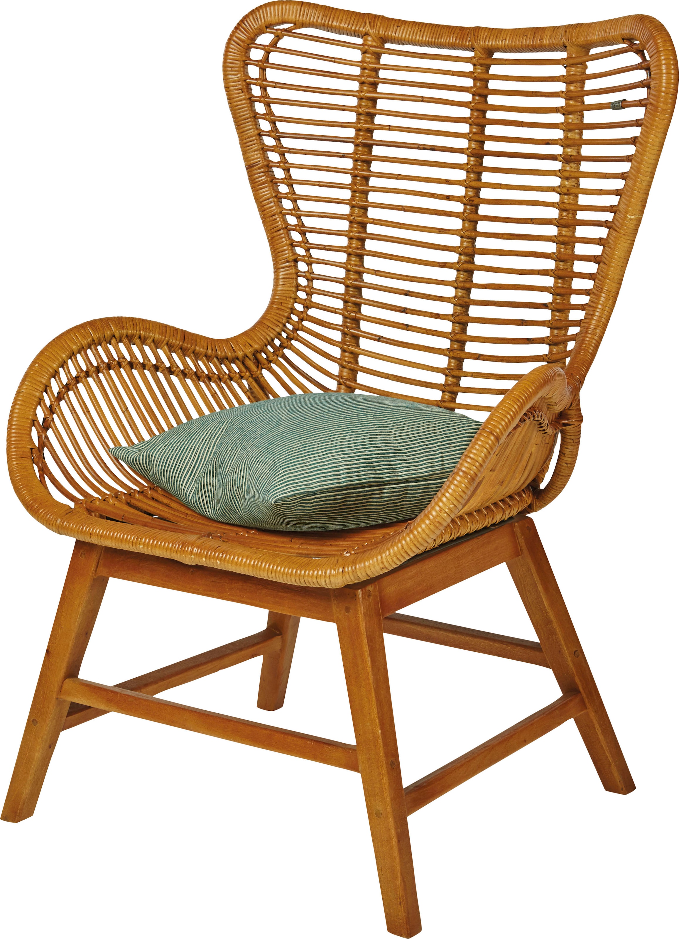 TOM TAILOR HOME Sessel »T-RATTAN ARMCHAIR«, Rattanarmlehnstuhl mit Teakholzgestell und organischer Form