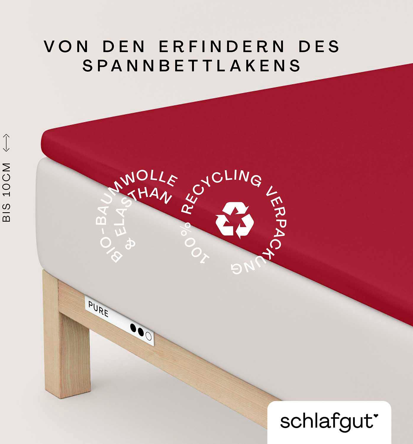 Schlafgut Spannbettlaken »PURE TOPPER Bio-Baumwolle mit Elasthan 170 g/m² für Topper bis 10 cm« PREMIUM Laken für Matratzen bis 10 cm Höhe, dehnbar, blickdicht