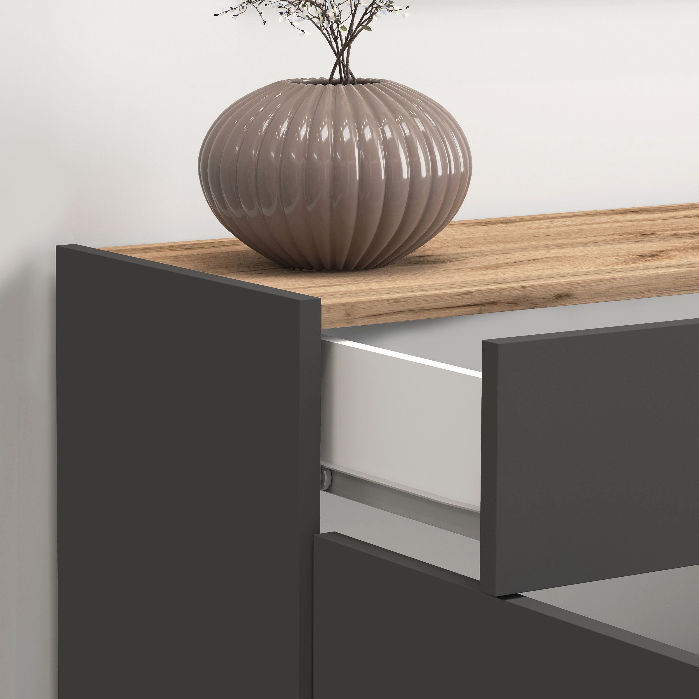 INOSIGN Sideboard »Garda, Kommode, Schrank, Kredenz«, 4 Türen, 2 Schubladen, grifflos Breite 160,1 cm