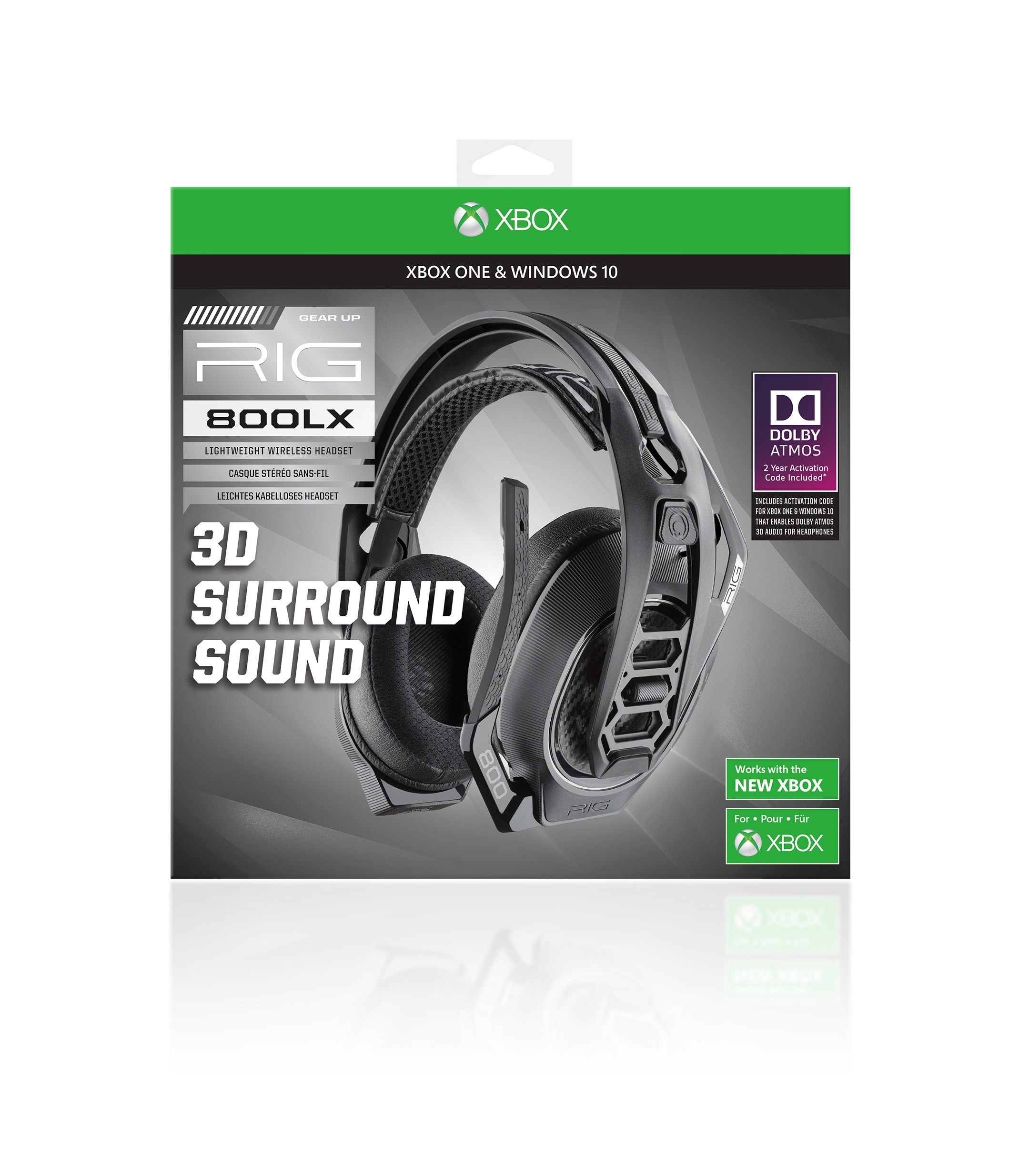 nacon Gaming-Headset »RIG 800LX V2 Gaming-Headset, schwarz, USB, kabellos, Dolby Atmos«, Over Ear, PC, Xbox, Xbox One, Xbox Series