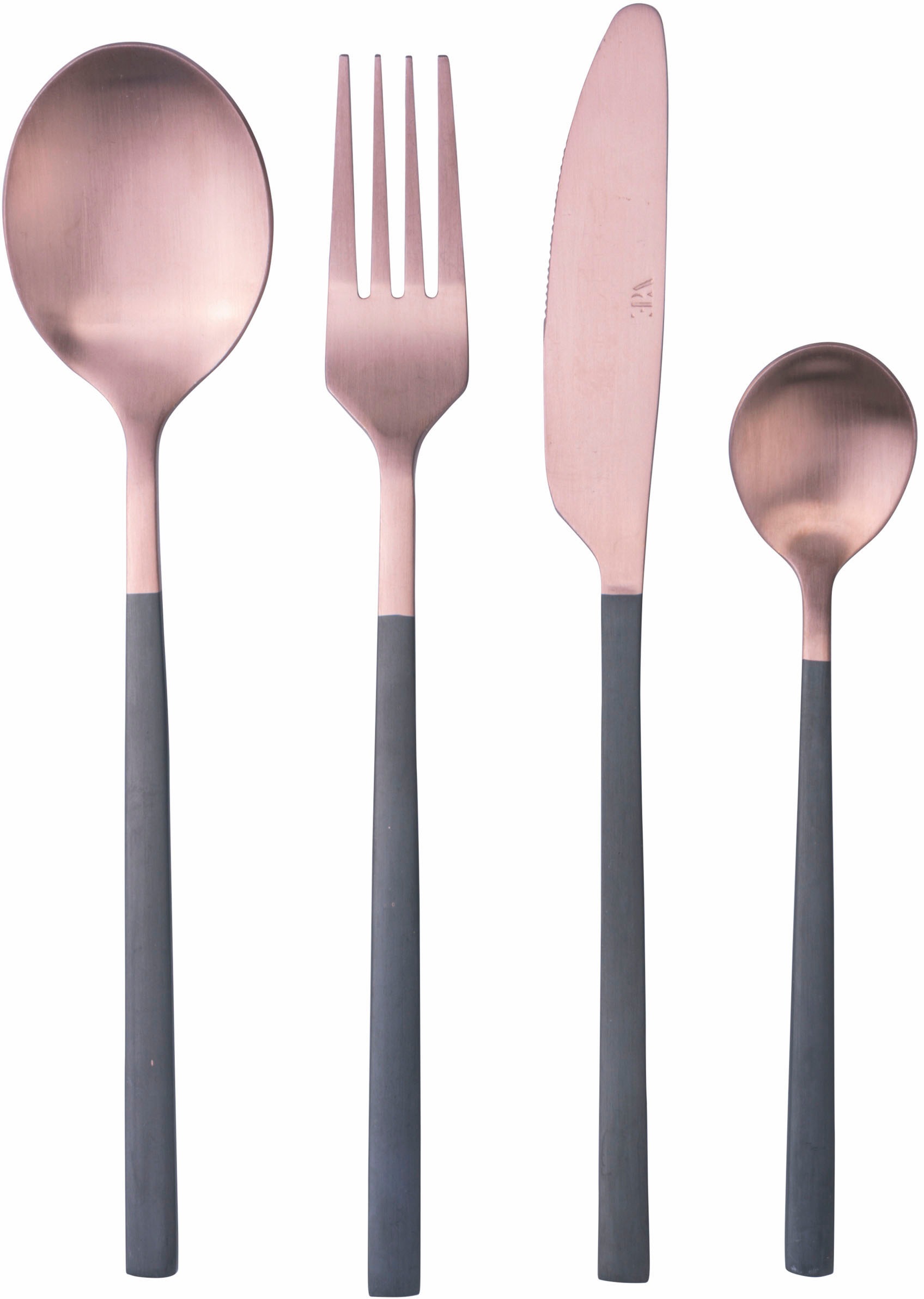 Villa d'Este Besteck-Set »Stylo Duo satiniert«, (Set, 24 tlg.), Essbesteck-Set, satiniert