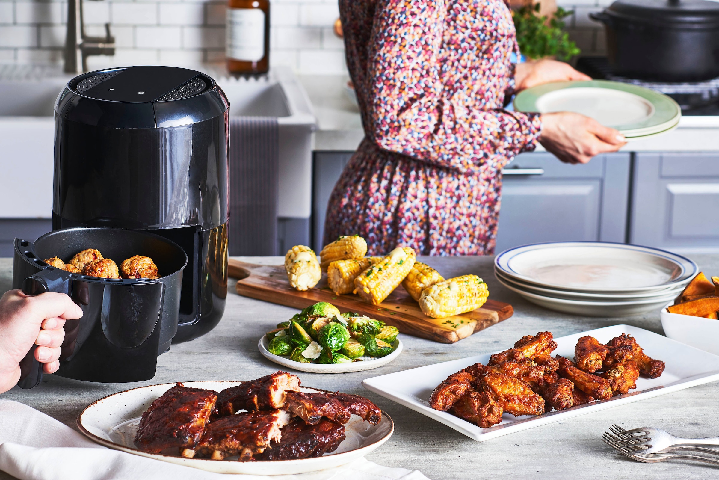 Tefal Heißluftfritteuse »EY3018 Easy Fry Compact«, 1030 W, Fassungsvermögen 1,6 l, Kapazität: 1,6L, 6 Kochprogramme, Timer, gesund ohne Fett/Öl, EY3018