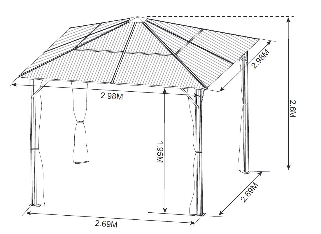 KONIFERA Pavillon »Aruba 2.0«, in Sockelmaß: 300x300 cm oder 365x300 cm