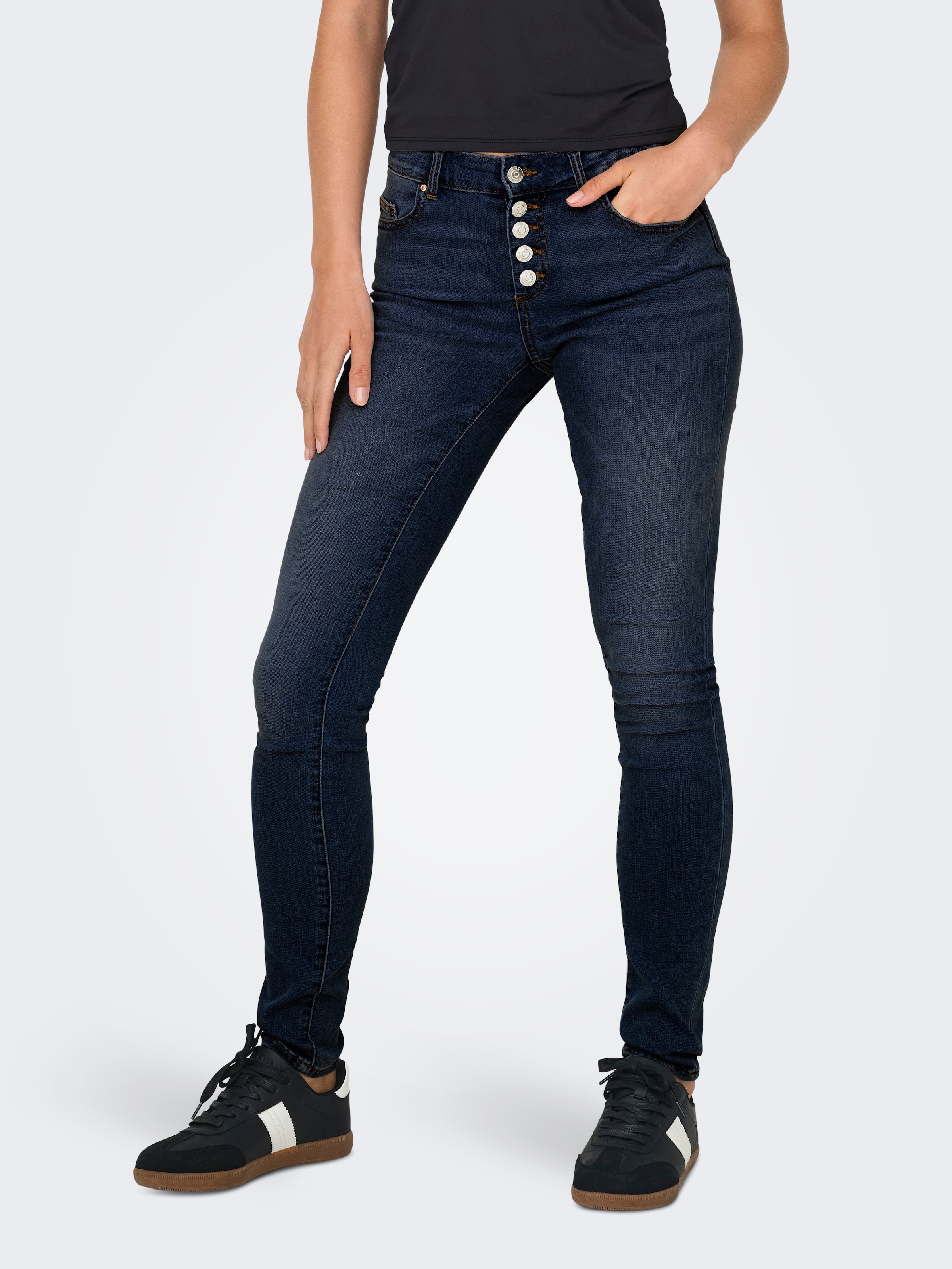 Skinny-fit-Jeans »ONLHUSH MID SK VIS BUTTON DNM BOX X«