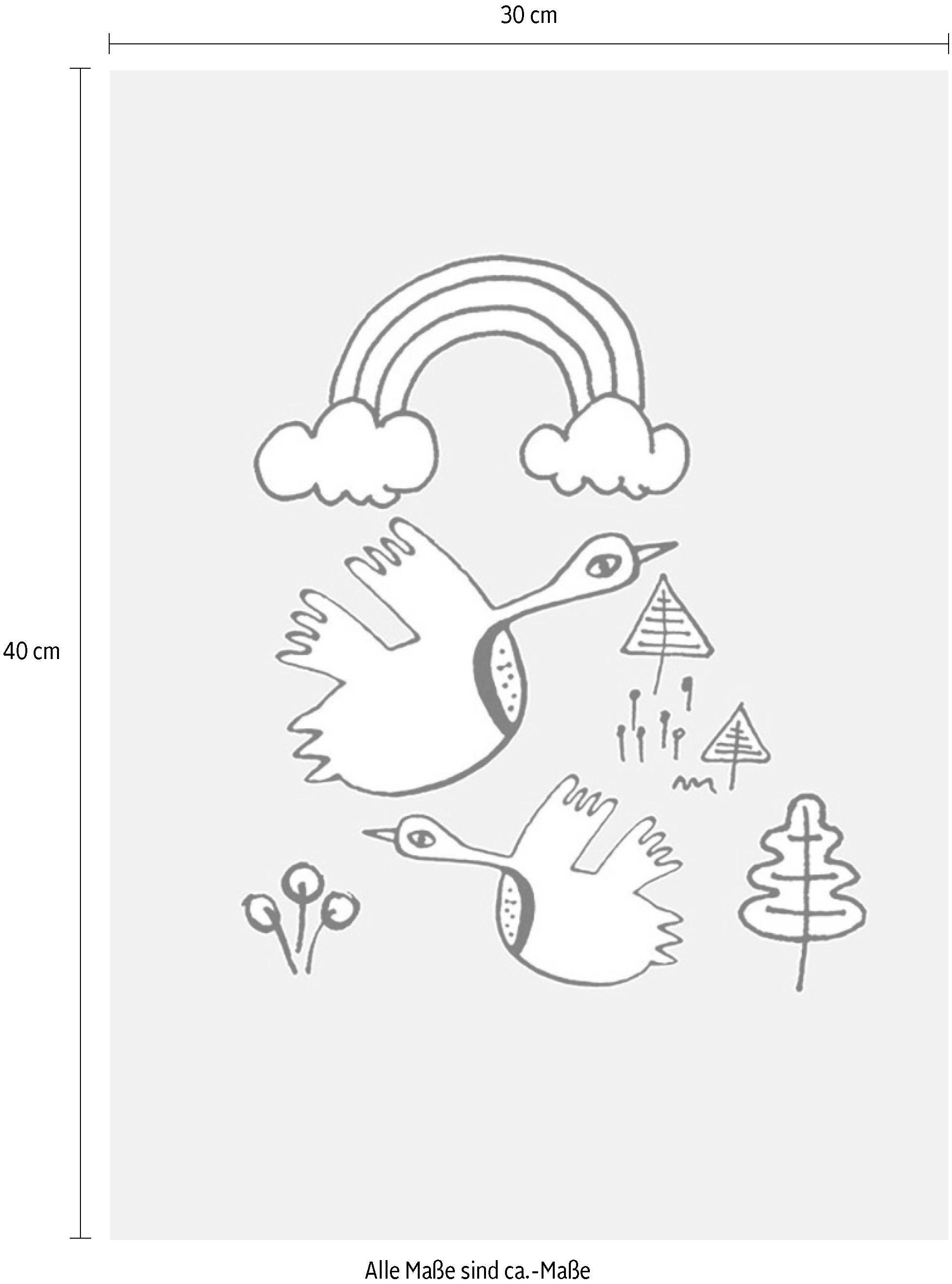 Komar Bild »Scribble Birdy«, Tiere, (1 St.), Wandbild zur Dekoration - ohne Rahmen