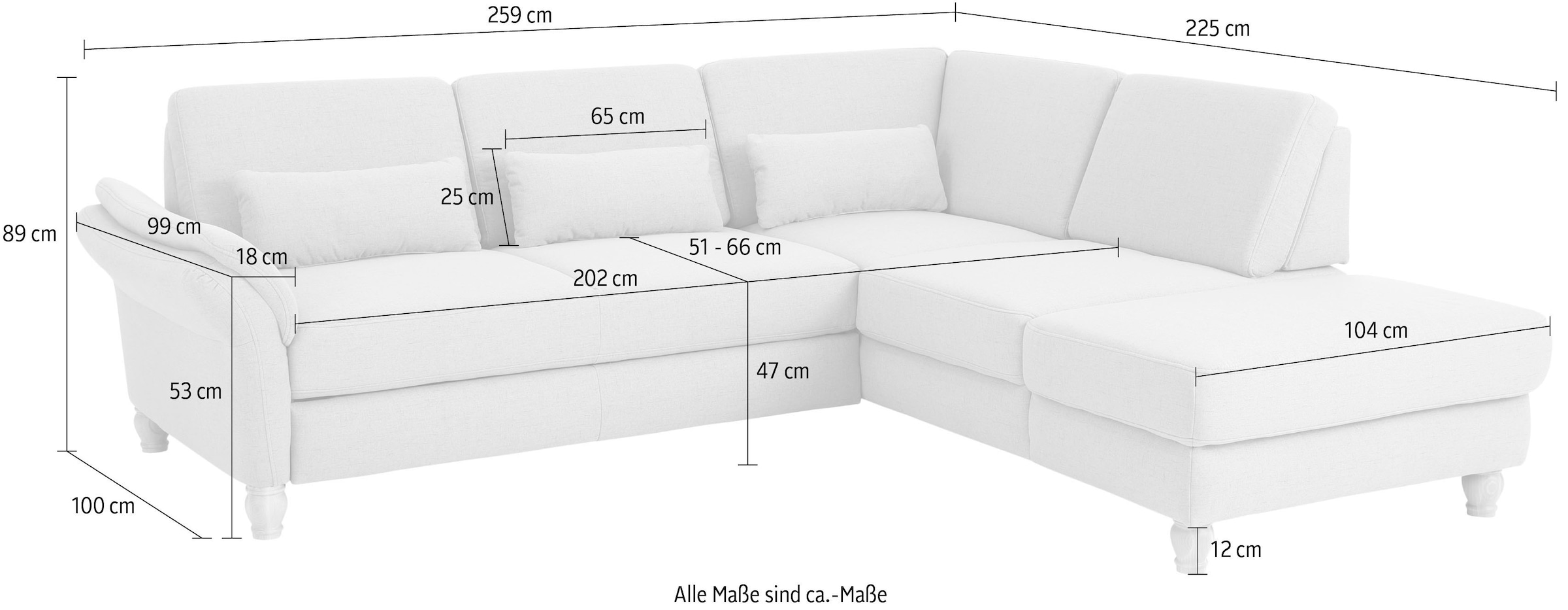 Home affaire Ecksofa »Palace L-Form« incl. Sitztiefenverstellung, wahlweise mit Bettfunktion und Stauraum