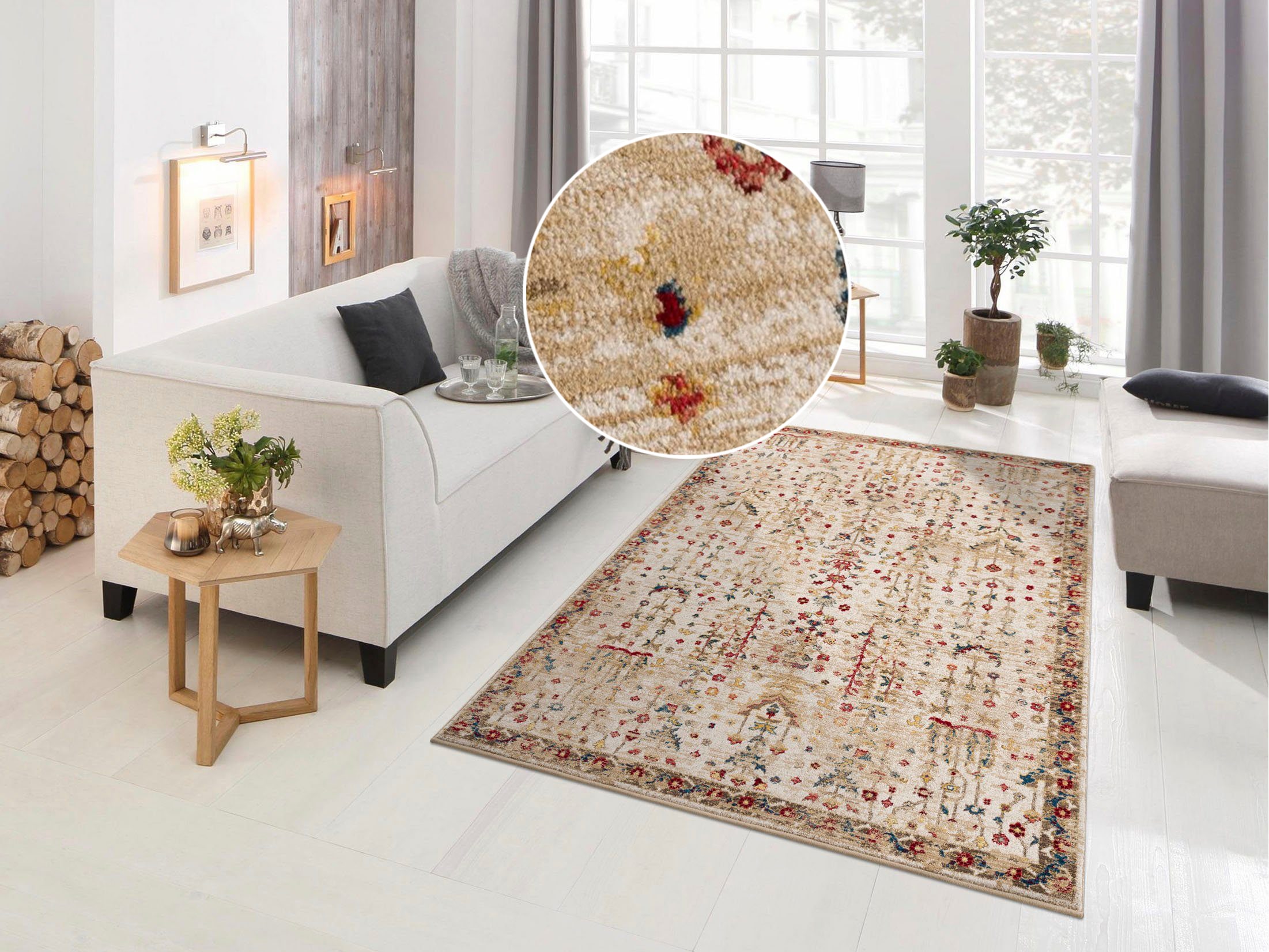 my home Teppich »Clovis« rechteckig 11 mm Höhe Teppich im Orient-Design, mit Bordüre, Vintage