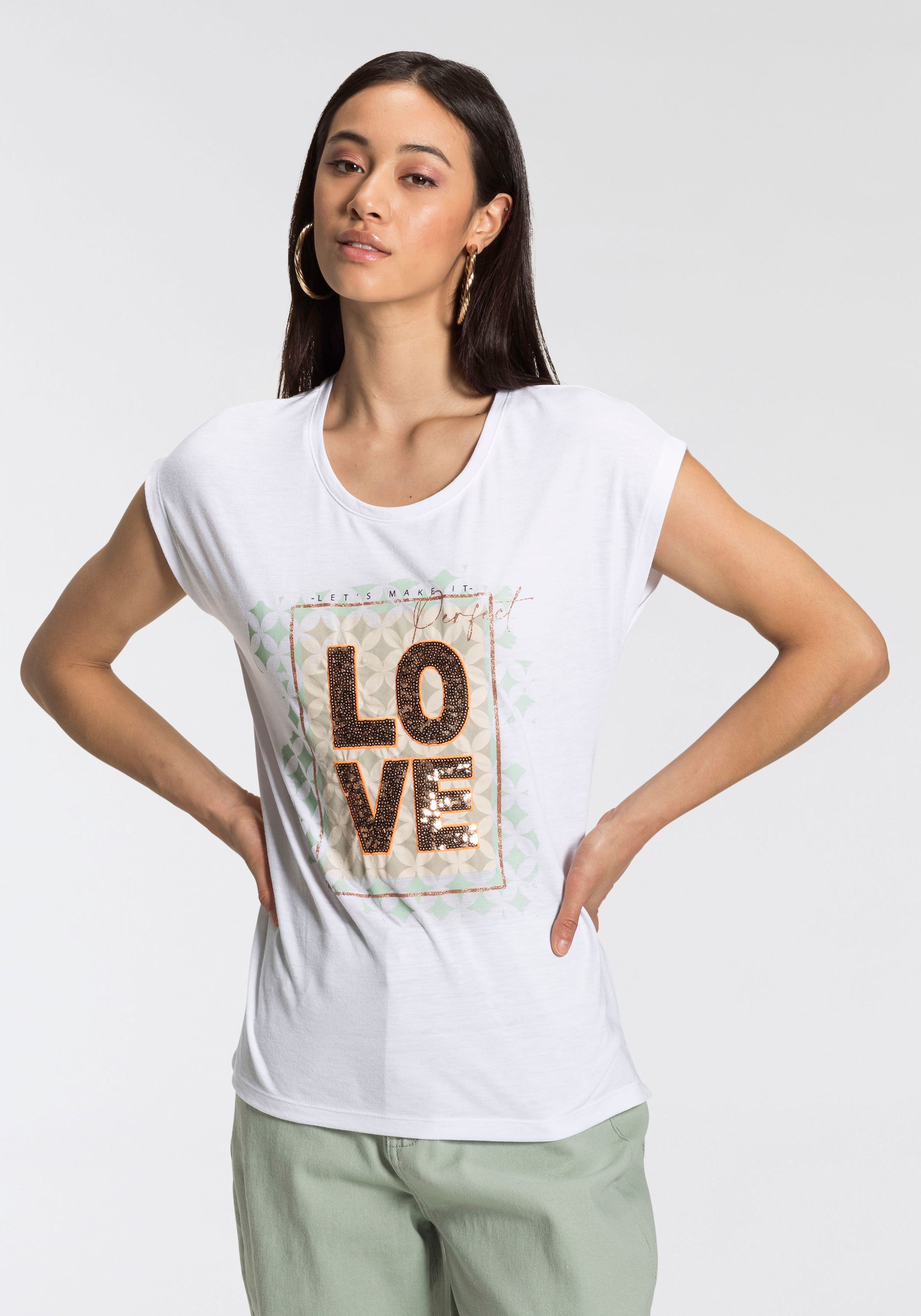 HaILY’S T-Shirt, mit Pailletten und Glitzerdruck