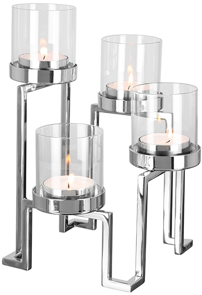 Kerzenhalter »GRANT, Weihnachtsdeko«, (1 St.), aus Edelstahl und Glas, 4-flammig,...