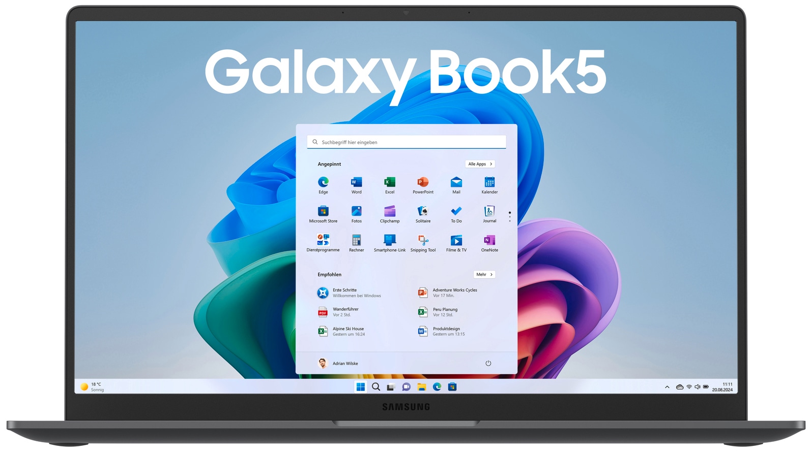 Samsung Notebook »Galaxy Book5 (NP750X) 15,6'' Ultra 7 16GB/512GB« 39,6 cm / 15,6 ″ Intel Ultra 7 Intel Graphics 512 GB SSD