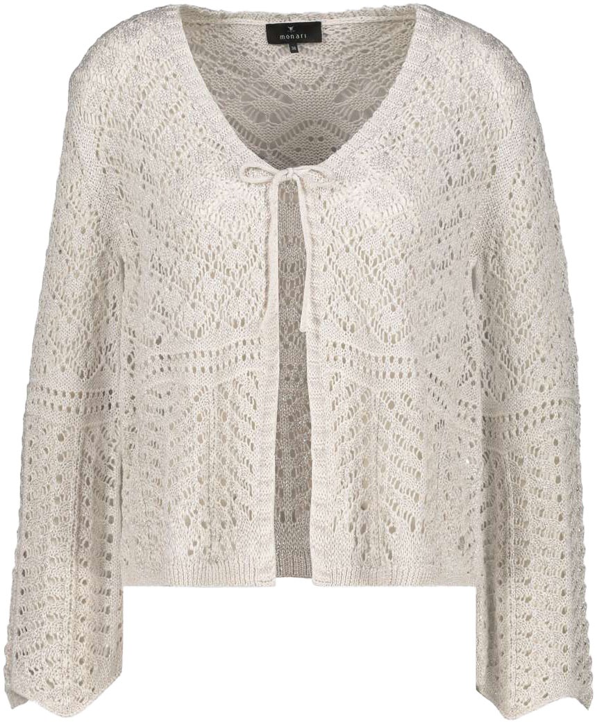 Monari Ajourstrickjacke, mit Bändchen als Verschluss