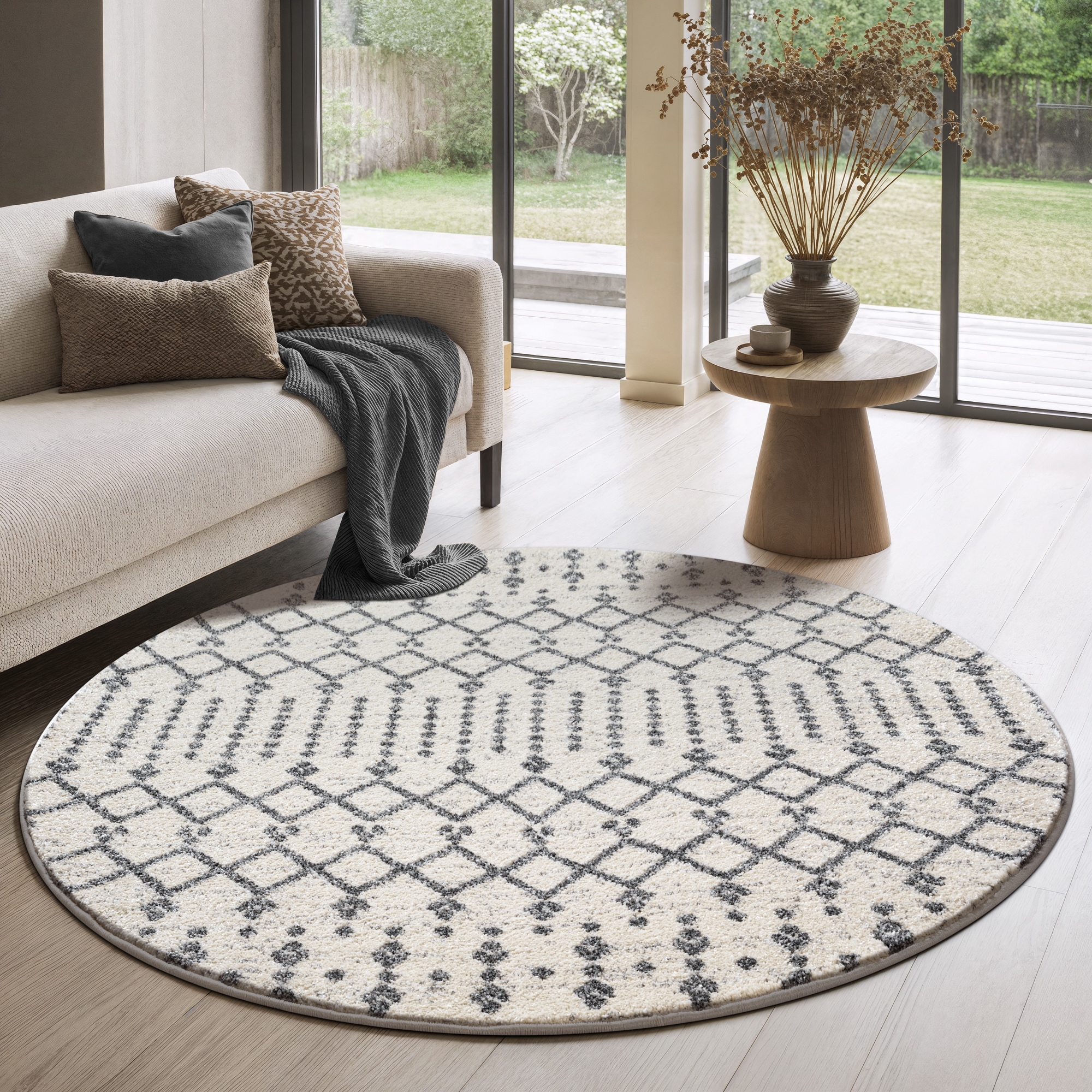 Sanat Teppich »Boho 8203« rund 10 mm Höhe Kurzflor, robust, Boho, Scandic, für Fussbodenheizung geeignet