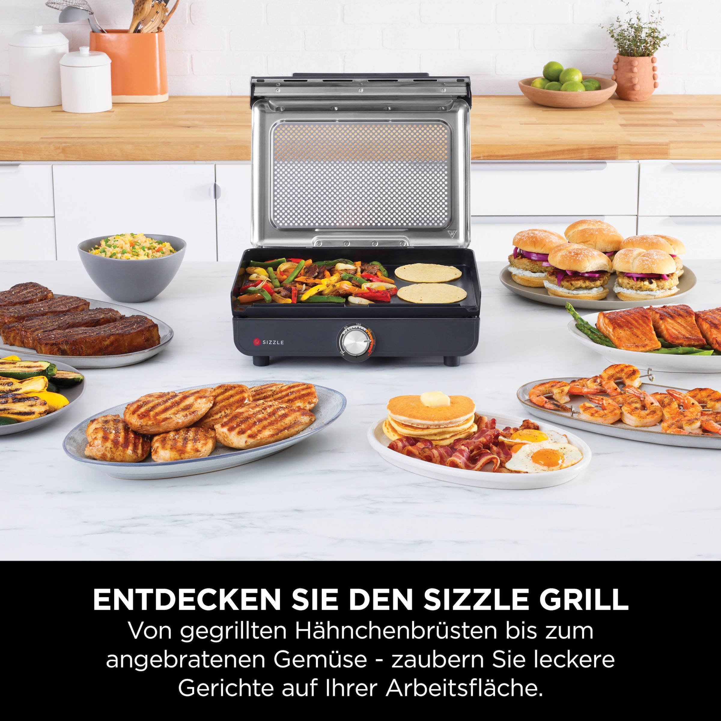 NINJA Elektrogrill »Sizzle Grillplatte und Plancha GR101EU«, 1450 W, Teppanyakigrill