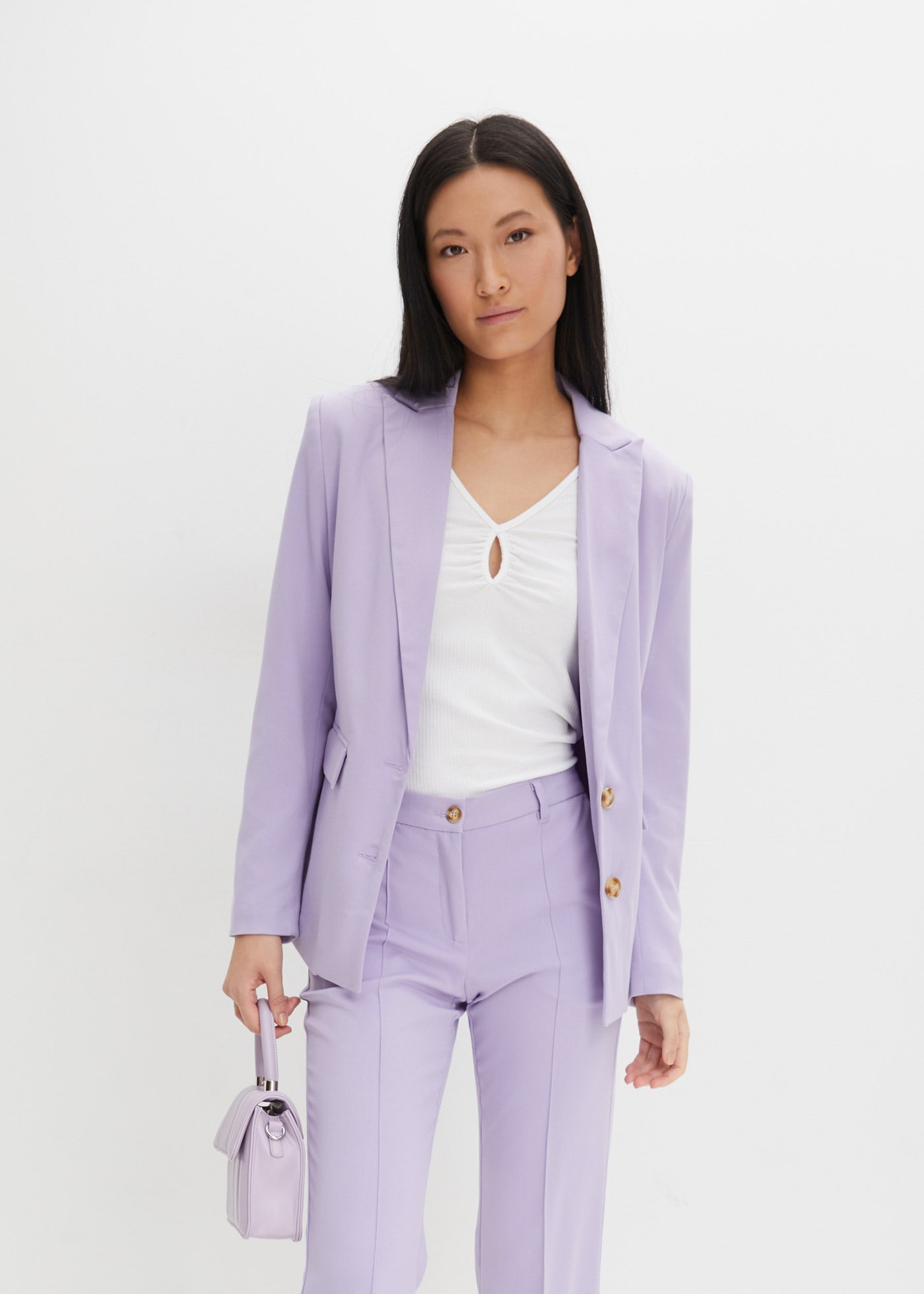 bonprix Anzughose  mit Elasthan-Anteil, Regular Fit, Flared Schnitt, eleganter Stil