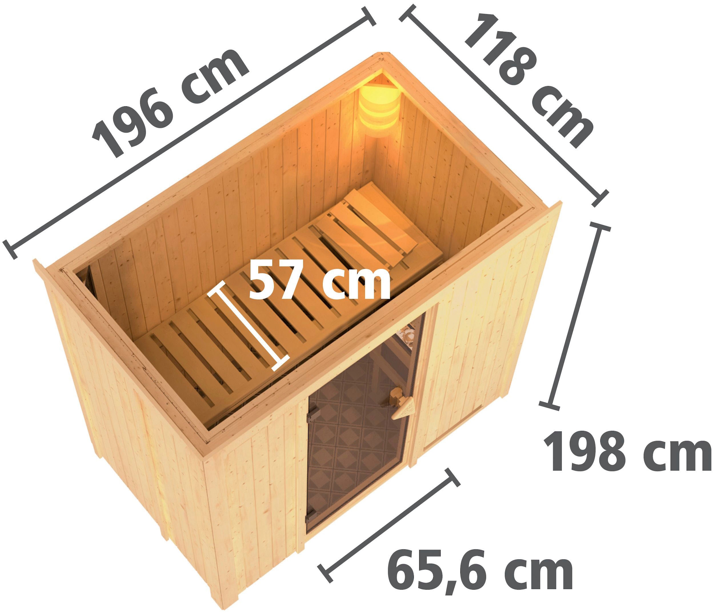 Karibu Sauna »Vada«, 9 KW-Ofen mit externer Steuerung