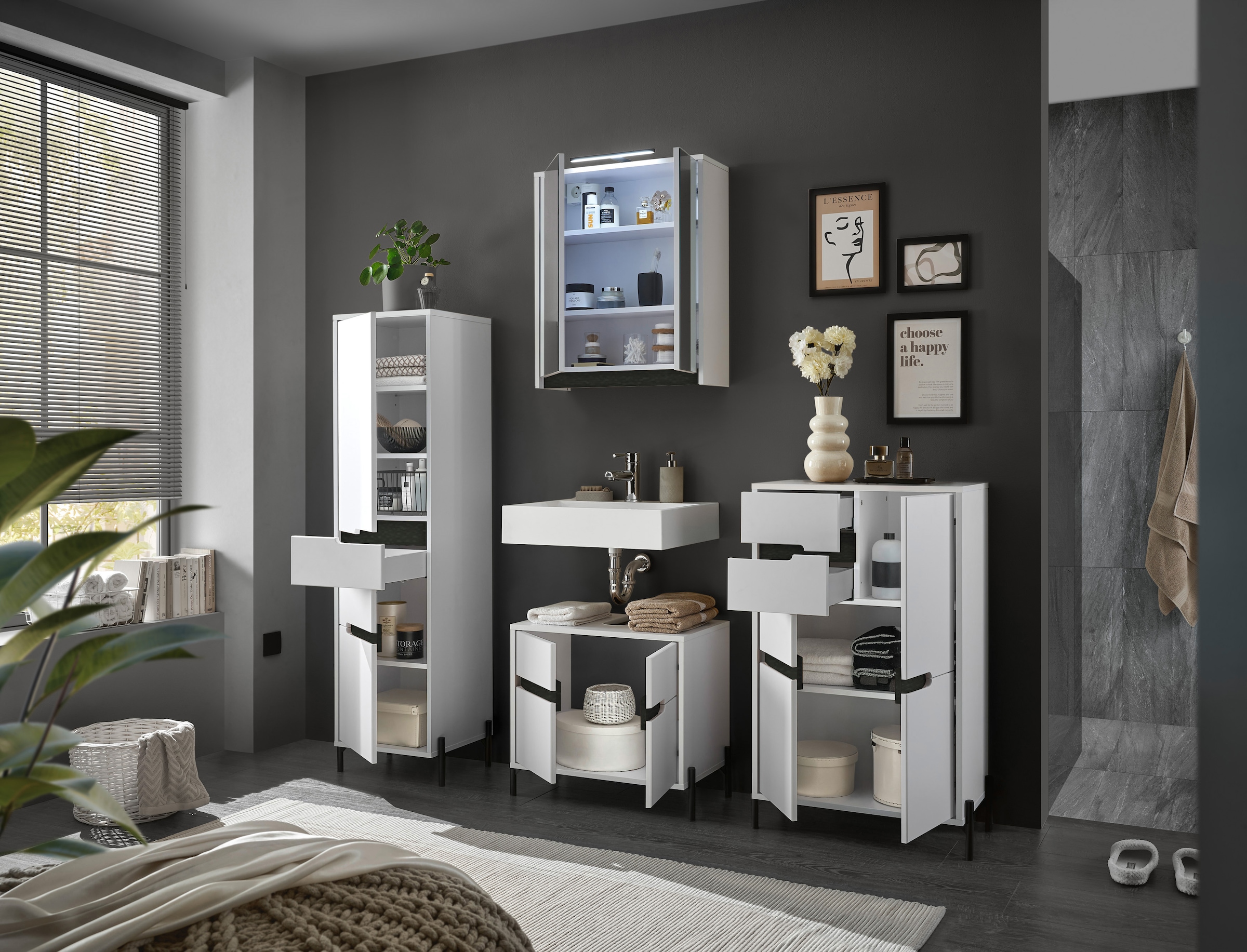 BASIC by Balculina Waschbeckenunterschrank »Avanto B/H/T 60x55x35 cm« 1 Stk. tlg.