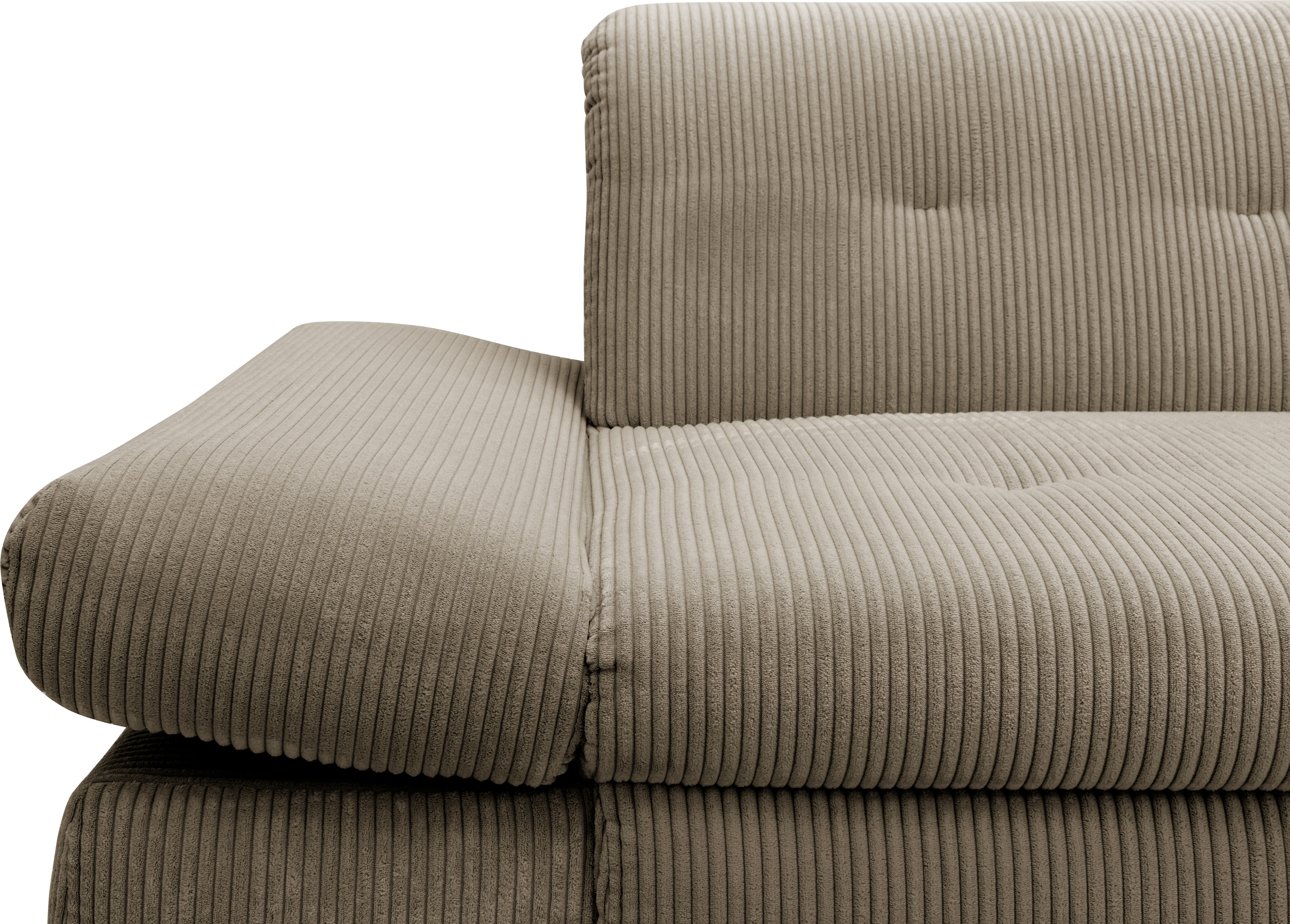 DOMO collection Ecksofa »Moric, L-Form, XXL-Sofa - Breite 300cm«, wahlweise mit Bettfunktion und Armteilverstellung, Cord