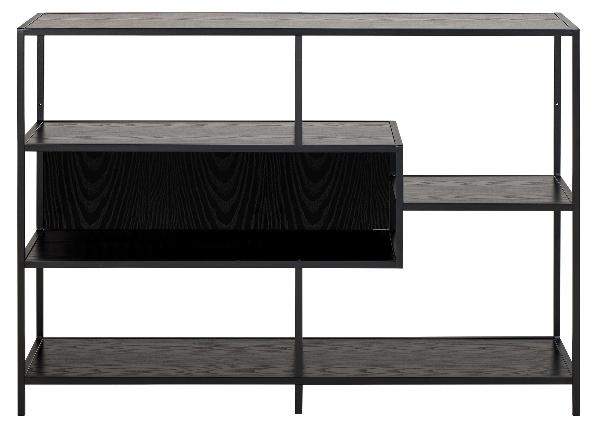 ACTONA GROUP Bücherregal »Seaford, Standregal, Regal, Raumteiler« 114x35x78 cm,  schwarzer Stahlrahmen, 5 Regale, Wendemodul, Breite 114 cm