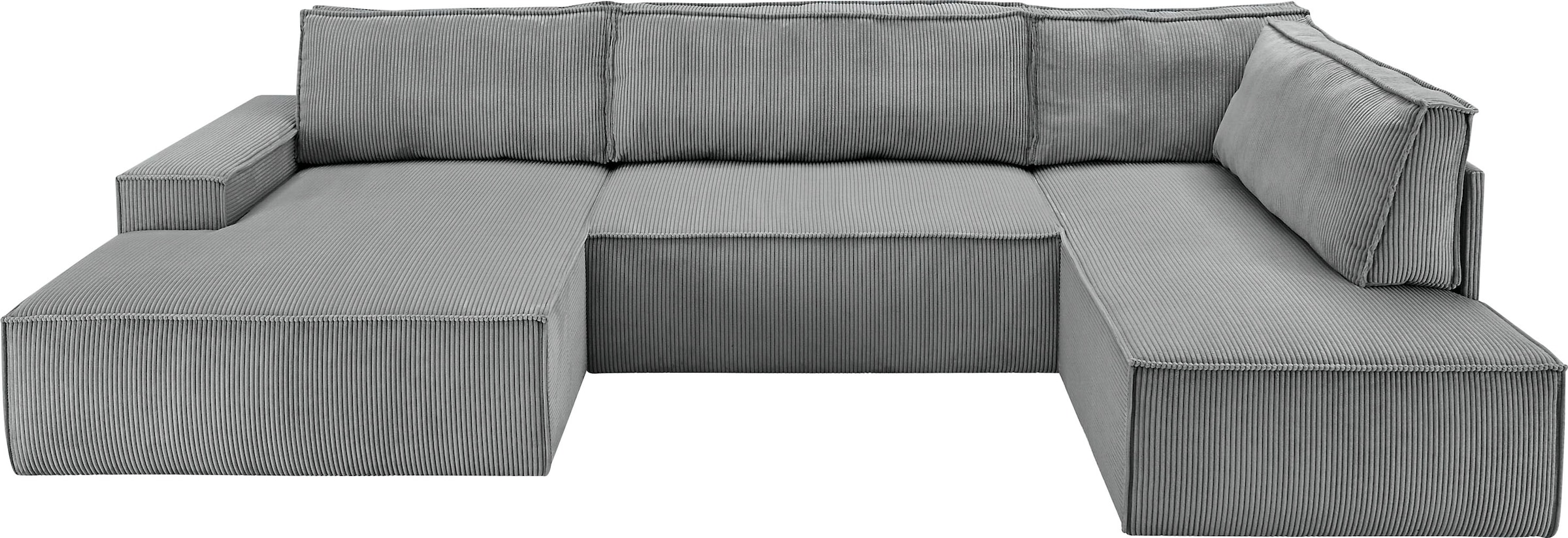 Home affaire Wohnlandschaft »SHERWOOD XXL 329 cm, U-Form, Schlafsofa,«, Schlaffunktion m. Bettkasten (194x139 cm), Cord, Vintage, Samtvelours