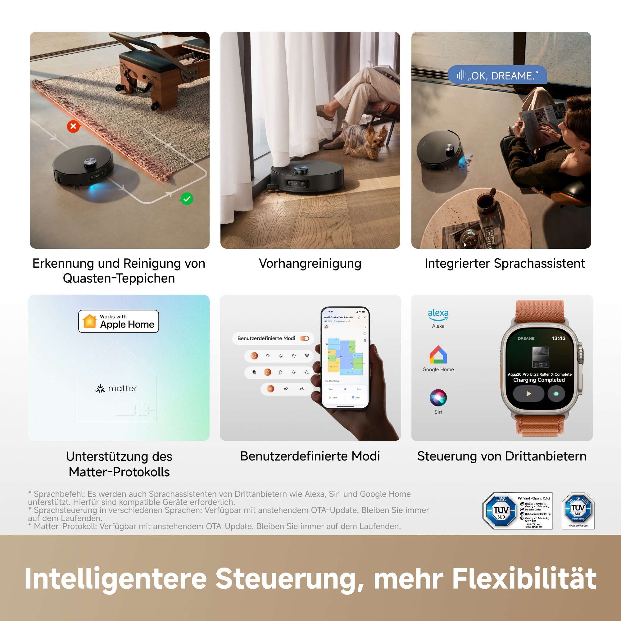 Dreame Nass-Trocken-Saugroboter »Aqua20 Pro Ultra Roller X Complete Marble Black« Vollautomatische Absaugstation, App-Steuerung