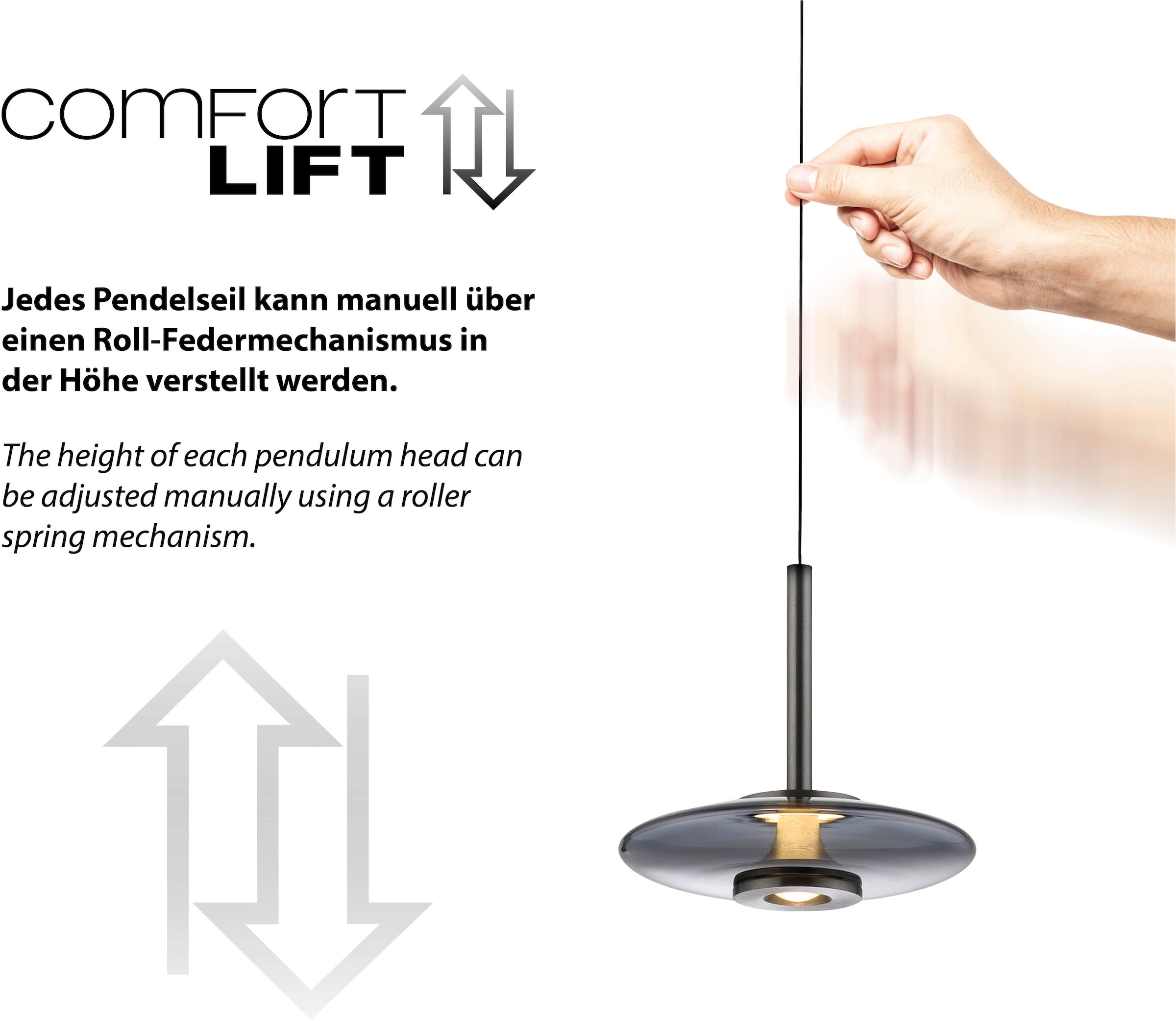 Neuhaus PURE LED Pendelleuchte »PURE Vitrum« LED-Board 1 Stk. Warmweiß Comfort Lift, dimmfähig über separaten Tronicdimmer