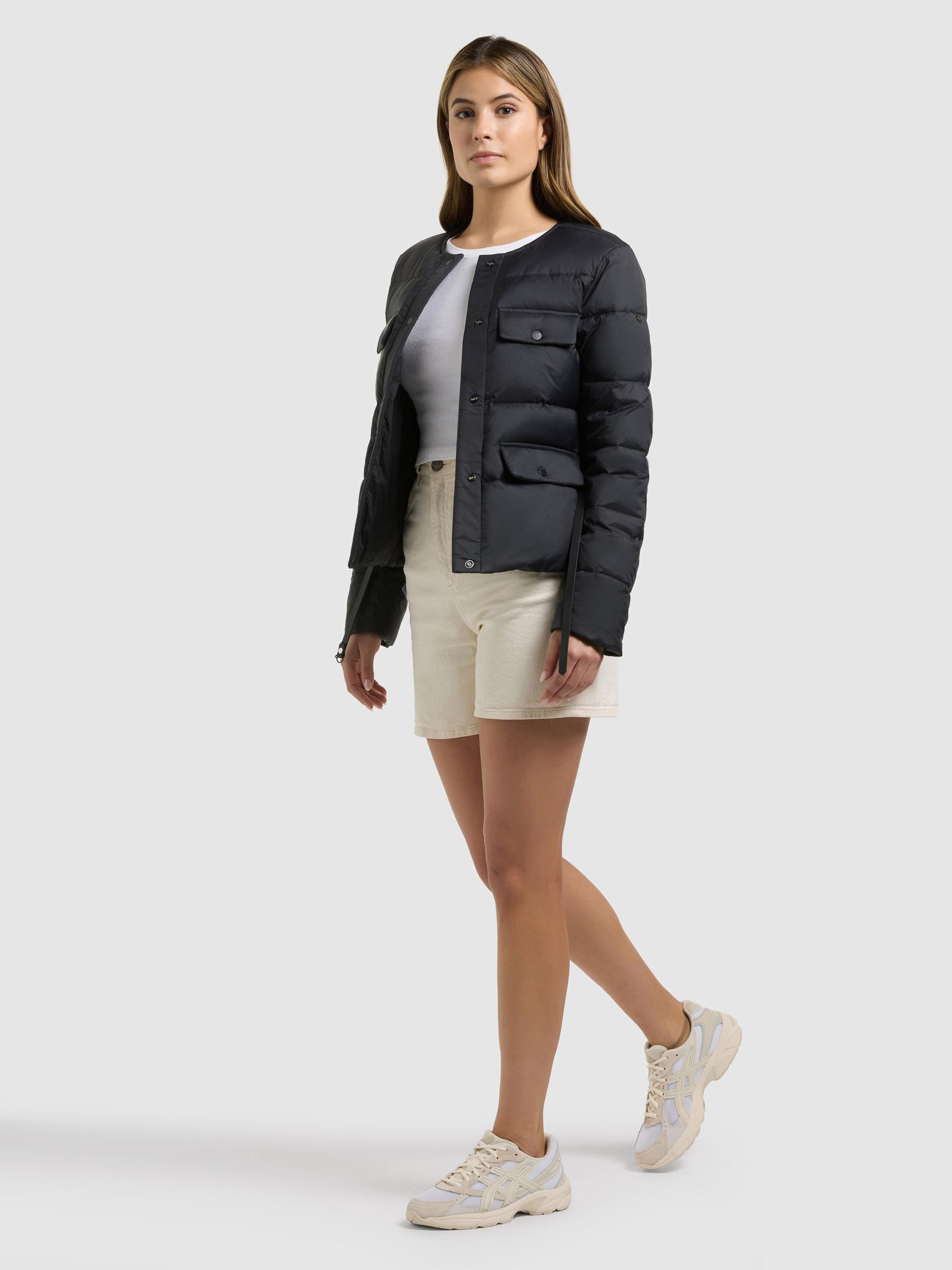 khujo Steppjacke »Steppjacke Cinnia« ohne Kapuze Elegante Damen Übergangsjacke mit Taillengürtel