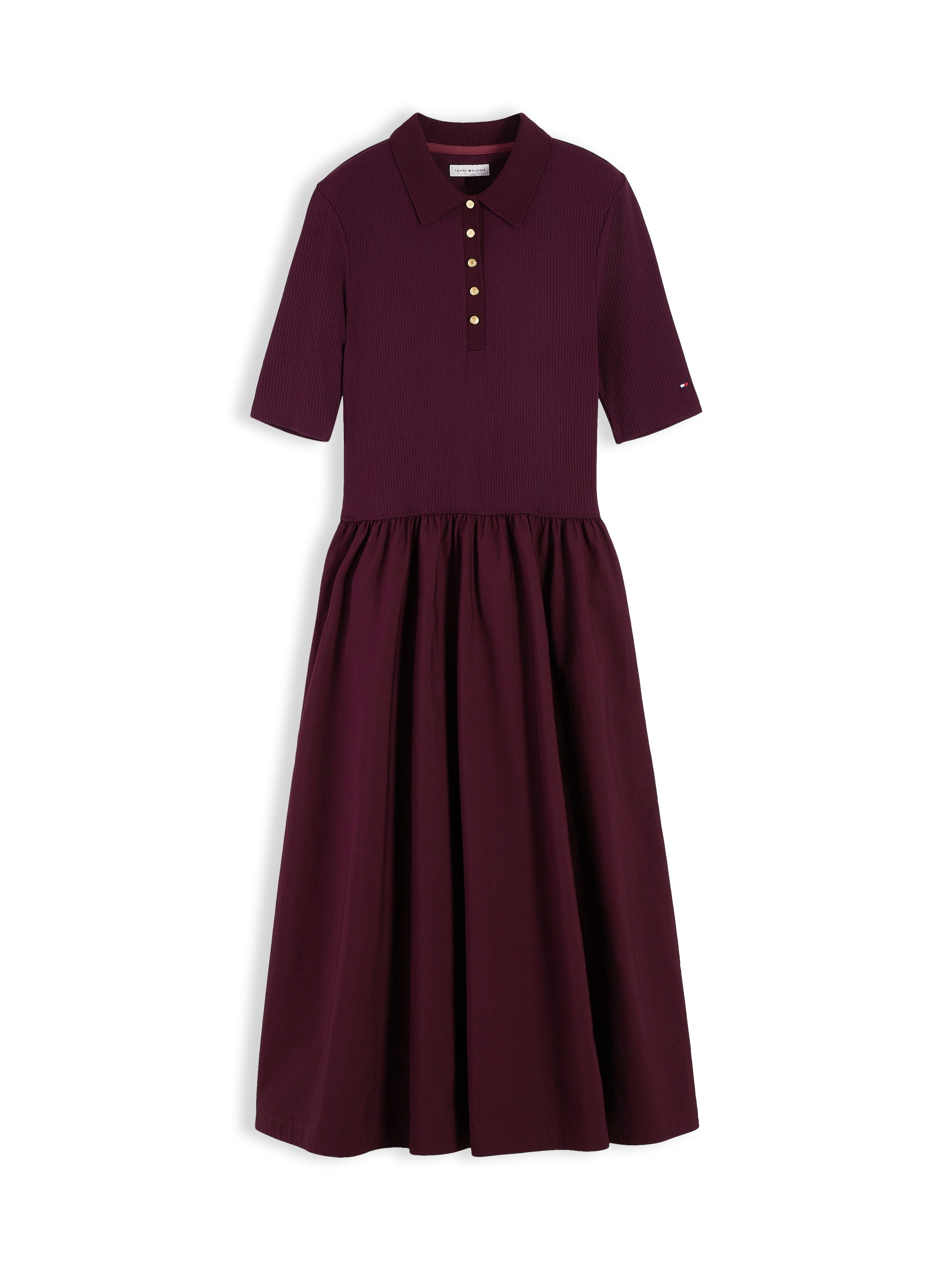 Tommy Hilfiger Midikleid »5X2 RIB F&F MIDI S/S POLO DRESS« Baumwolle, figurbetont, in gerippter Struktur