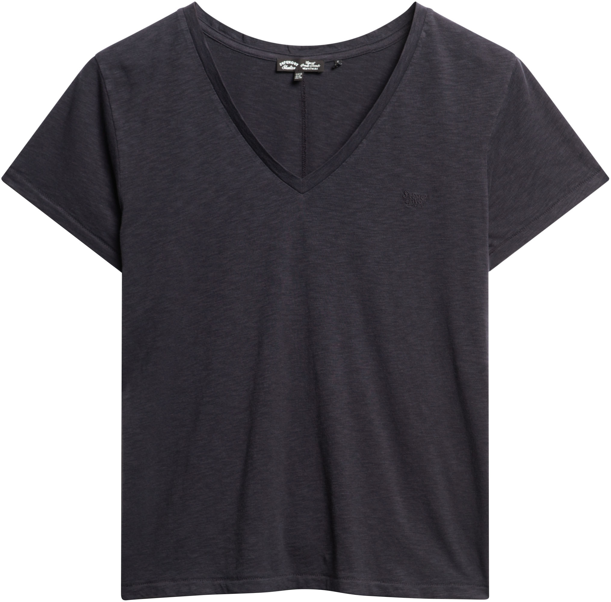 Superdry V-Shirt »STUDIOS SLUB EMB VEE TEE«, strukturiertes T-Shirt mit V-Ausschnitt und Stickerei