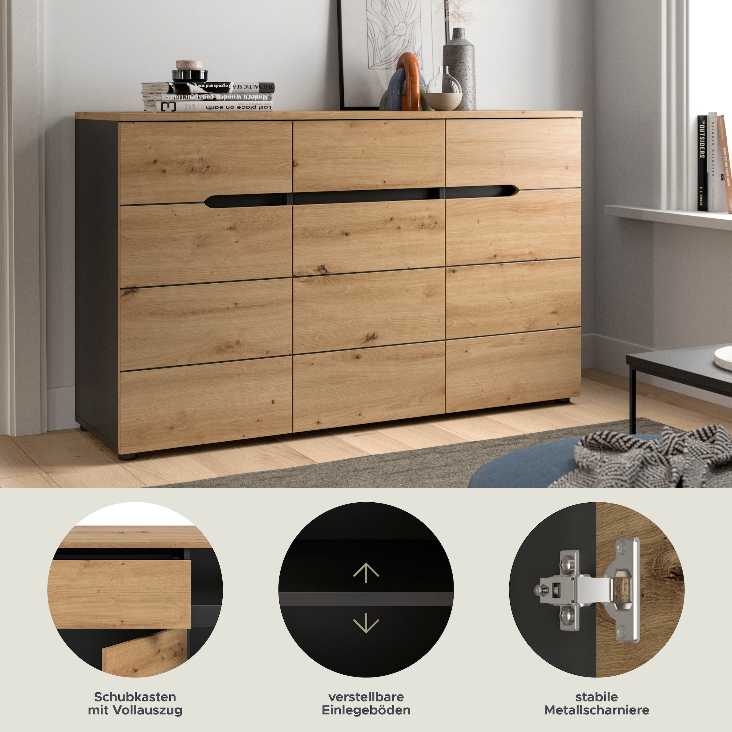 Home affaire Kommode »REHAT, TOPSELLER!« in verschiedenen Ausführungen erhältlich,  Sideboard, Anrichte, Schrank, Board, Highboard