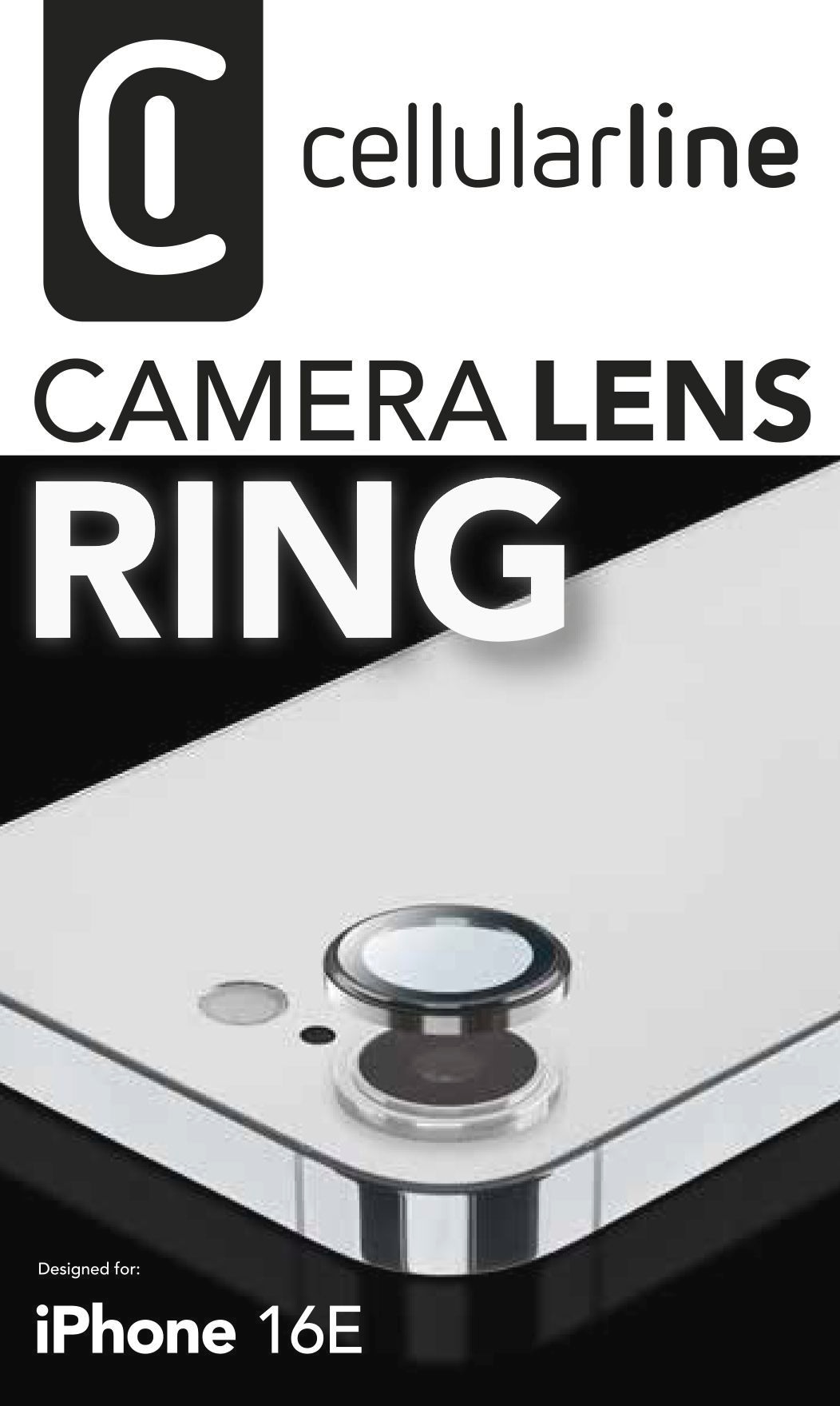 Cellularline Kameraschutzglas »Camera Lens Ring für Apple iPhone 16e«, für Apple iPhone 16e, Linsenschutzglas, Kameraglas, Lens Cover, kratz- & stoßfest