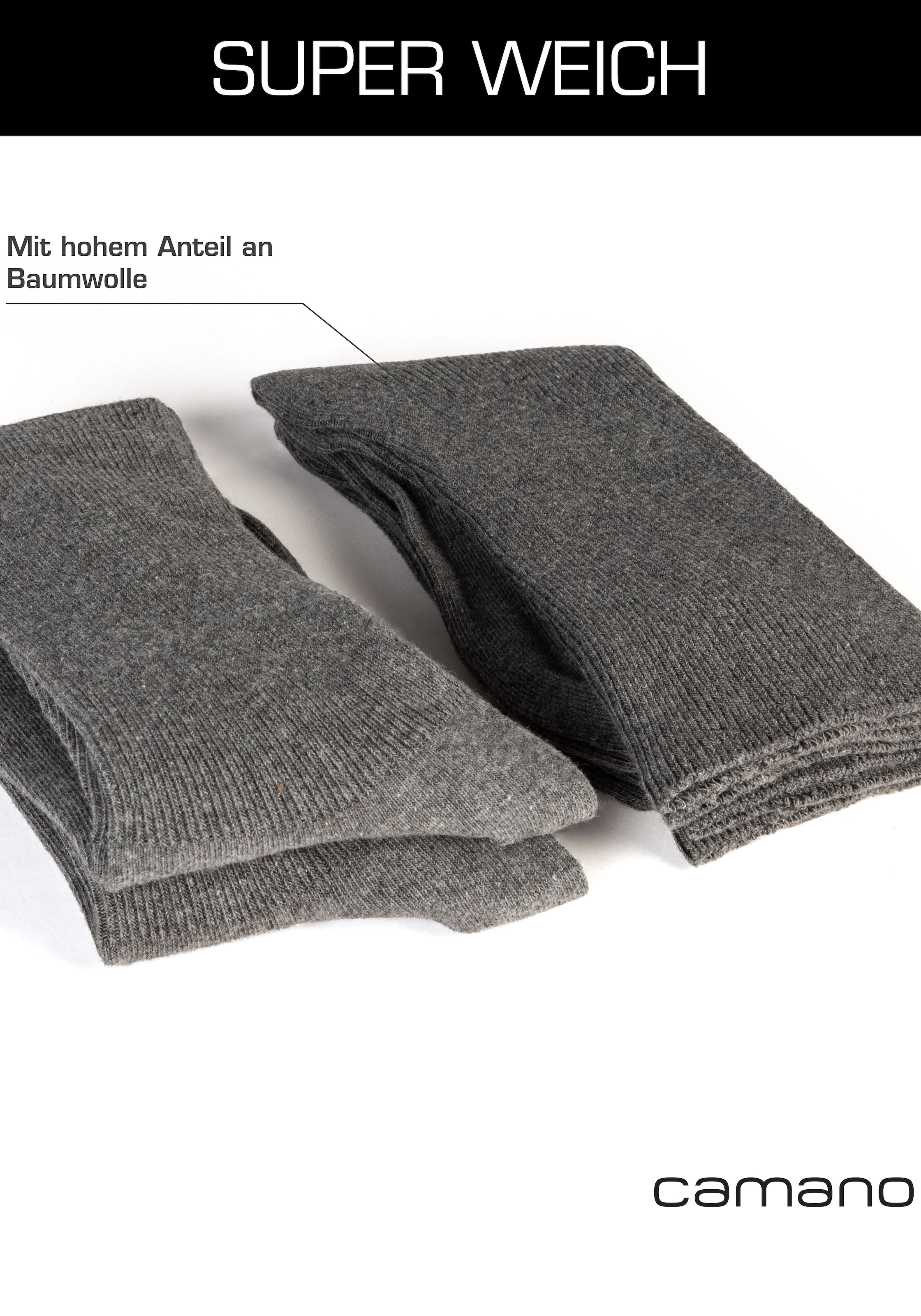 Camano Socken »comfort« 4 Paar, 4 Paar tlg. superweiche Bündchen, venenfreundliche Socken