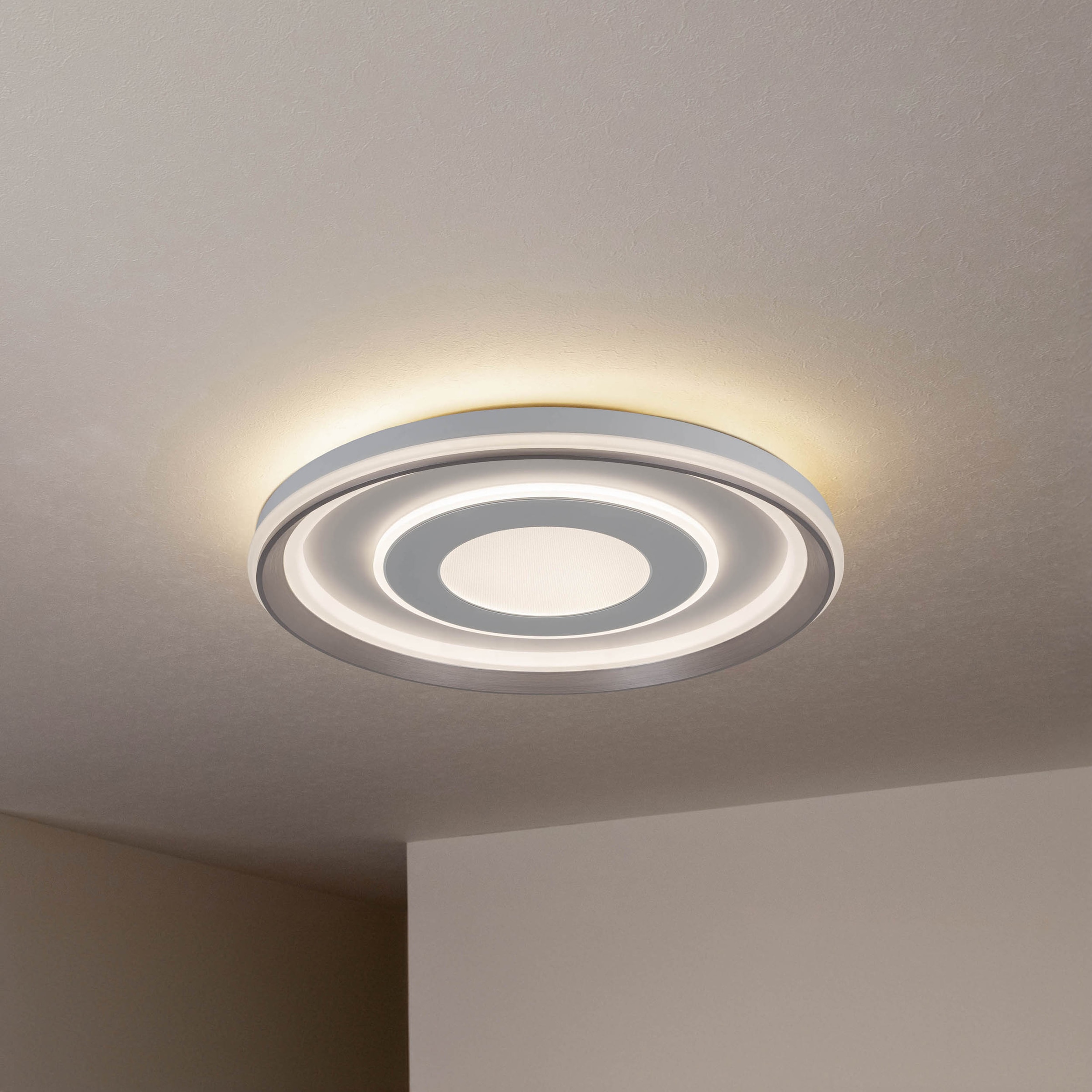 näve LED Deckenleuchte »Doira« LED-Modul 1 Stk. warmweiß - kaltweiß weiß/silber, dimmbar per Fernbedienung (inkl), CCT, Memory, Nachtlicht