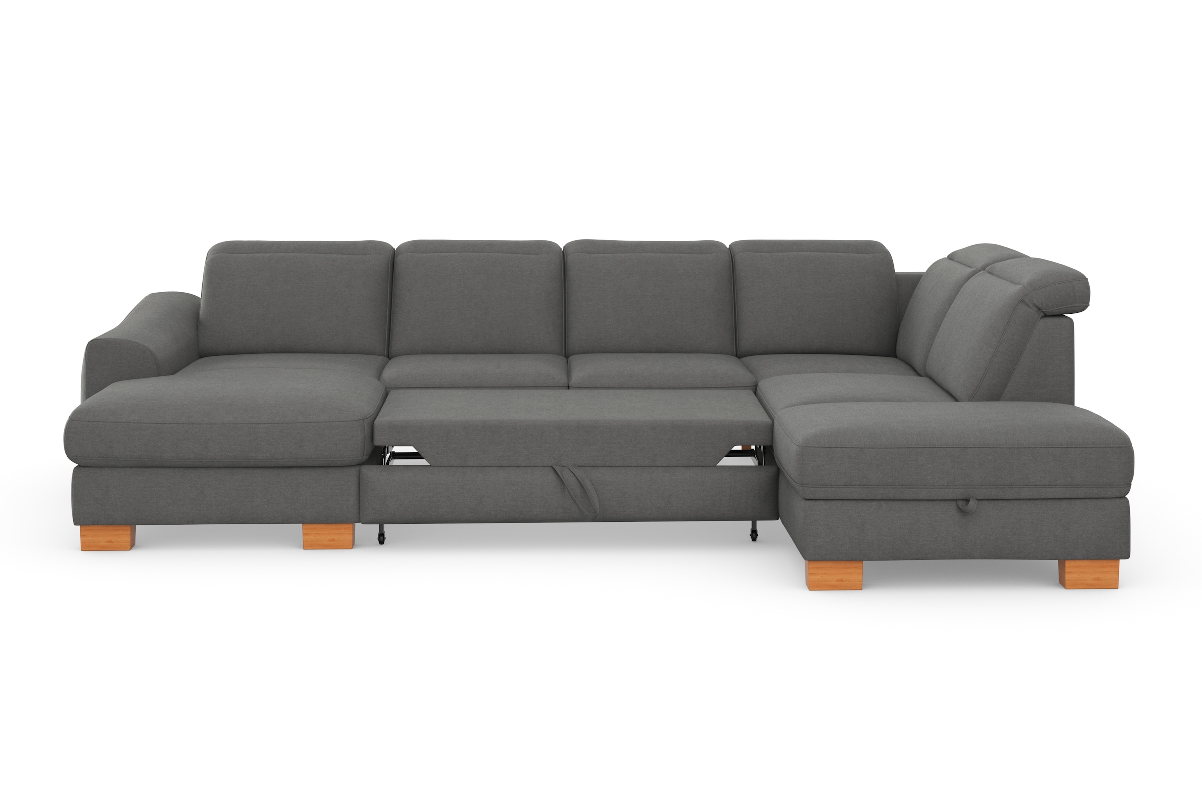 sit&more Wohnlandschaft »Dundee U-Form«, mit Federkern und Massivholzfüßen, wahlweise mit Kopfteilverstellung