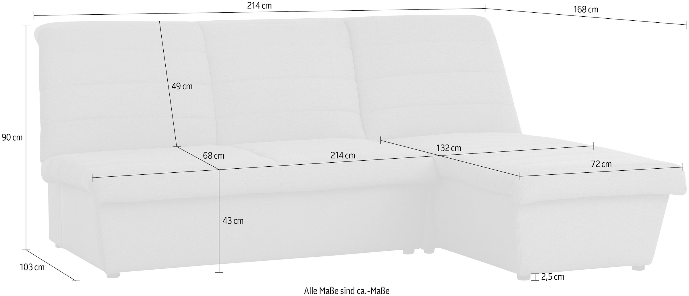 LOOKS by Wolfgang Joop Ecksofa »LOOKS VIII L-Form«, Quersteppung, ohne Armlehnen, in zwei verschiedenen Größen