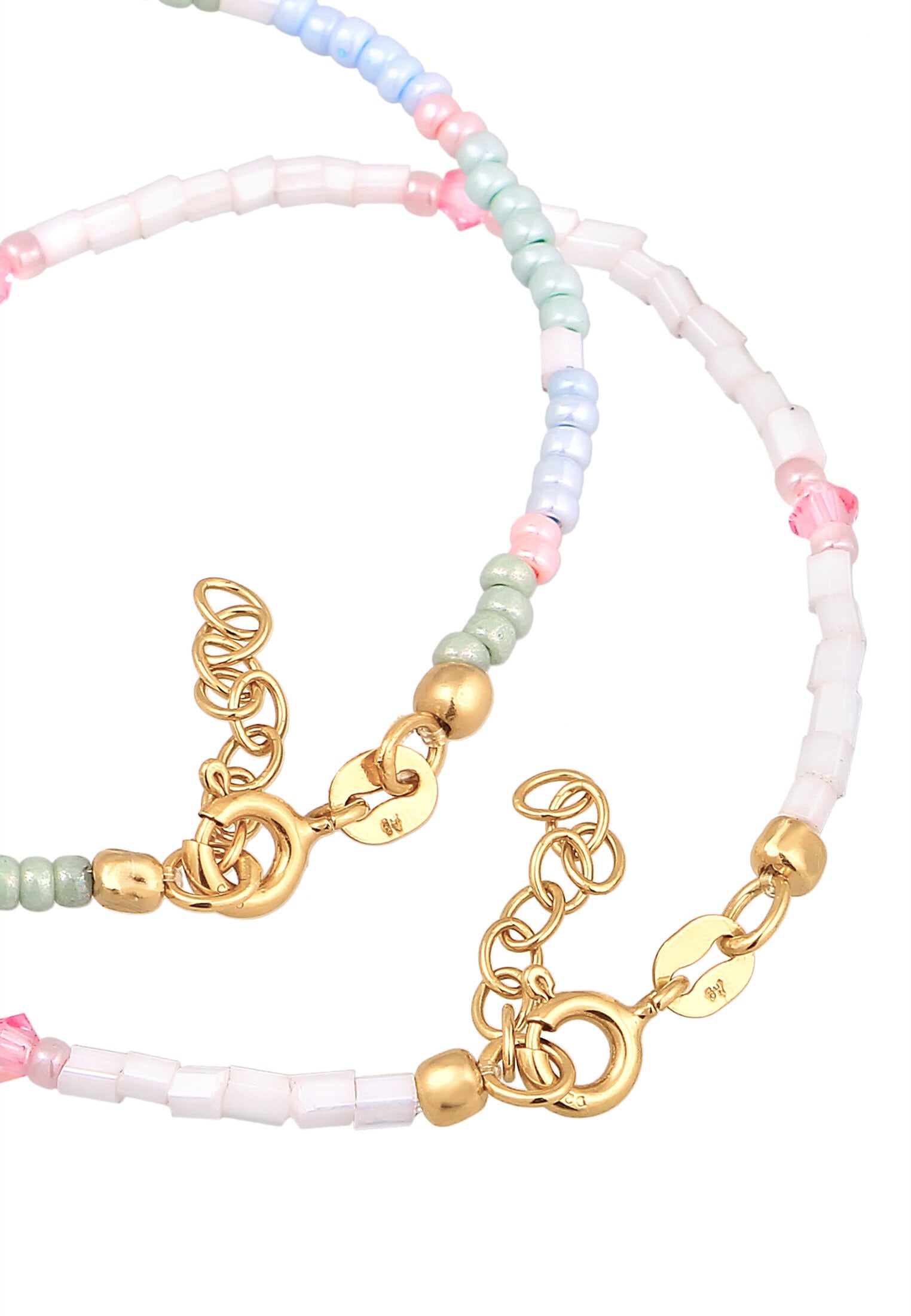 Elli Armkette »Armband Kids Glas Perlen Pastell 2er Set 925 Silber«