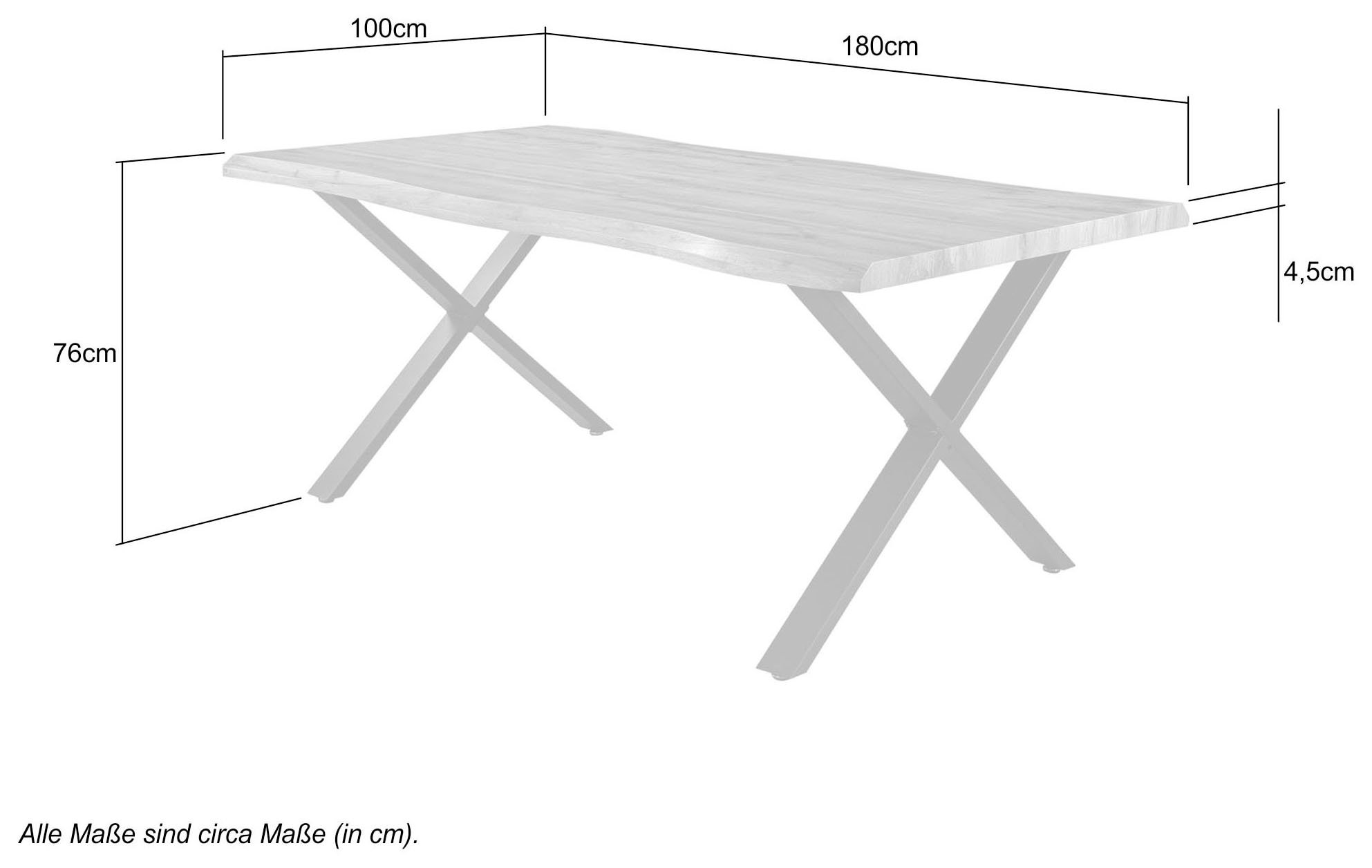 Jockenhöfer Gruppe Esstisch »Marita«, 180x100 cm geschwungene Baumkantenoptik und schwarzes Untergestell