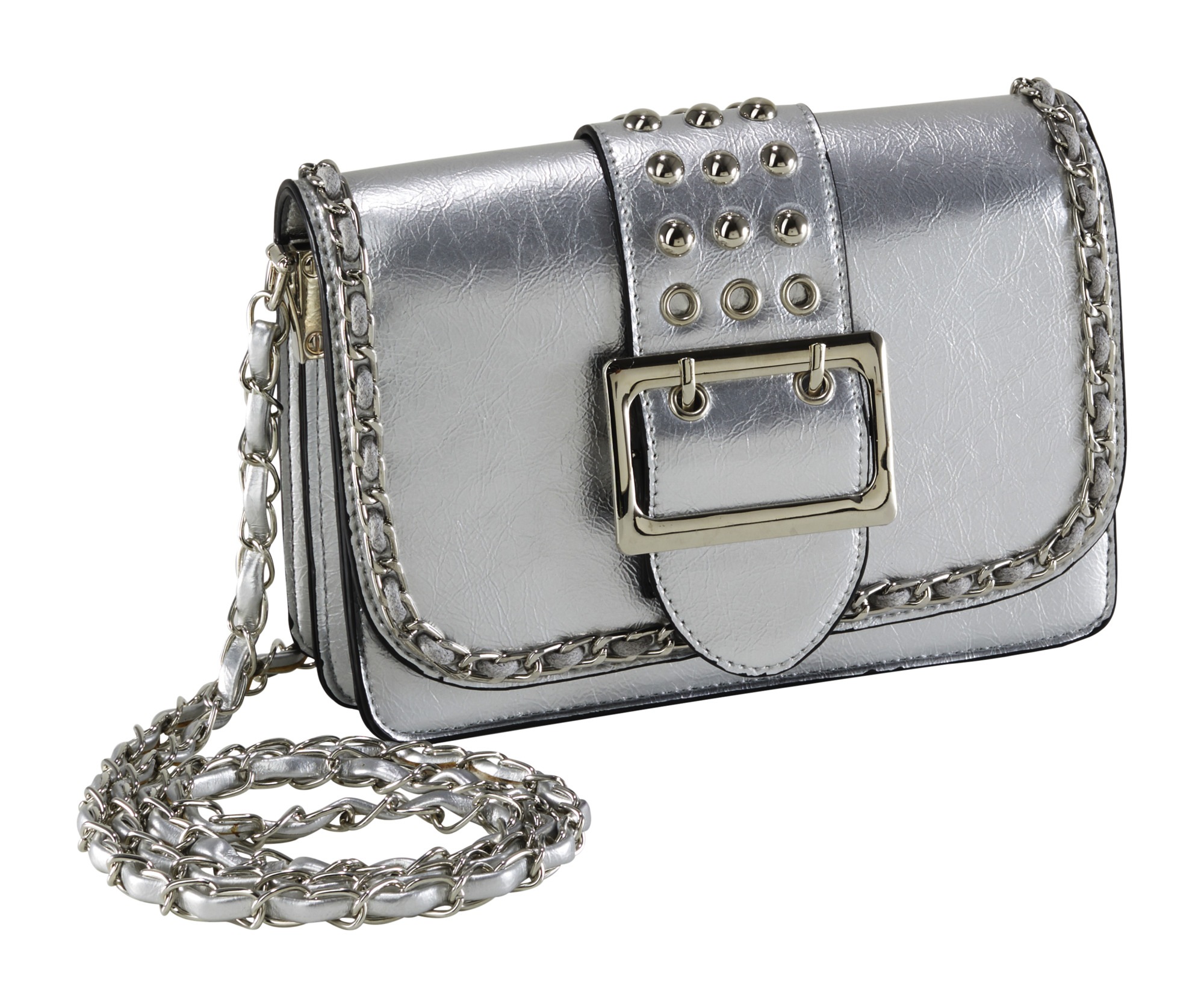 Tasche im Metalliclook mit dekortaiven Elementen
