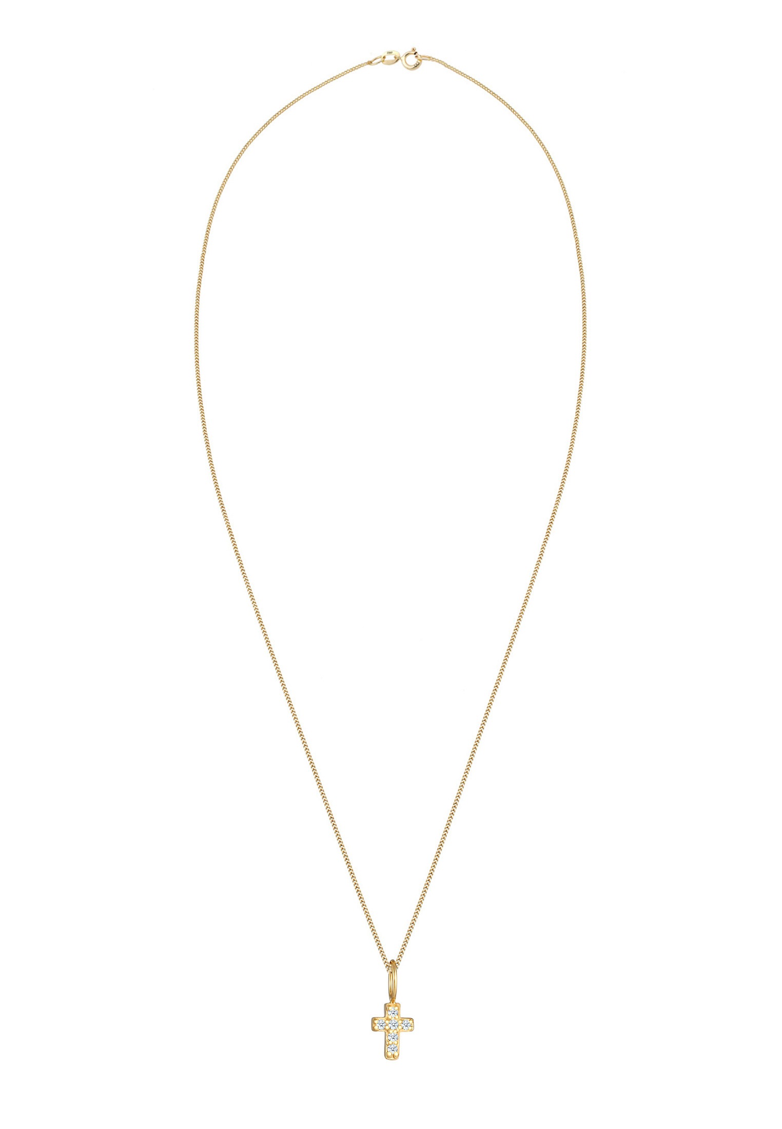 Elli DIAMONDS Silberkette »Halskette Kreuz Religion Diamant (0.06 ct) 585 Gelbgold«